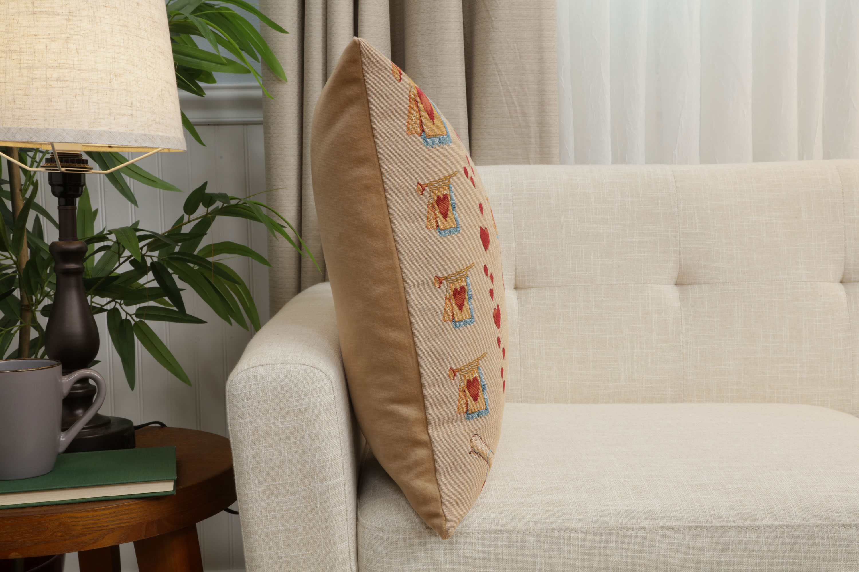 John Tenniel Heart Rabbit Tapestry Pillow Cover 19x19 Inch Cotton Jacquard Woven Cushion Cover