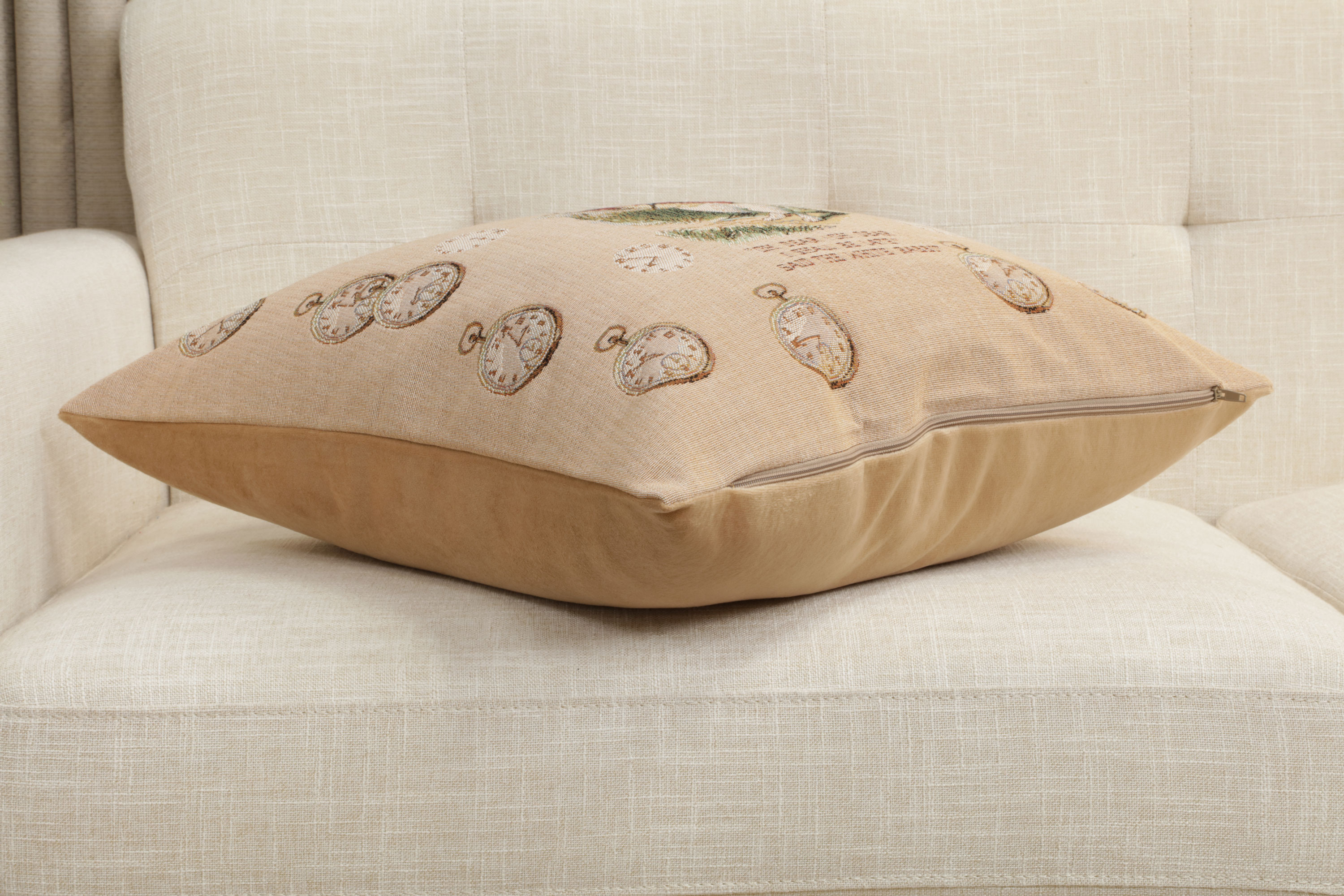 John Tenniel Late Rabbit Tapestry Pillow Cover 19x19 Inch Cotton Jacquard Woven Cushion Cover