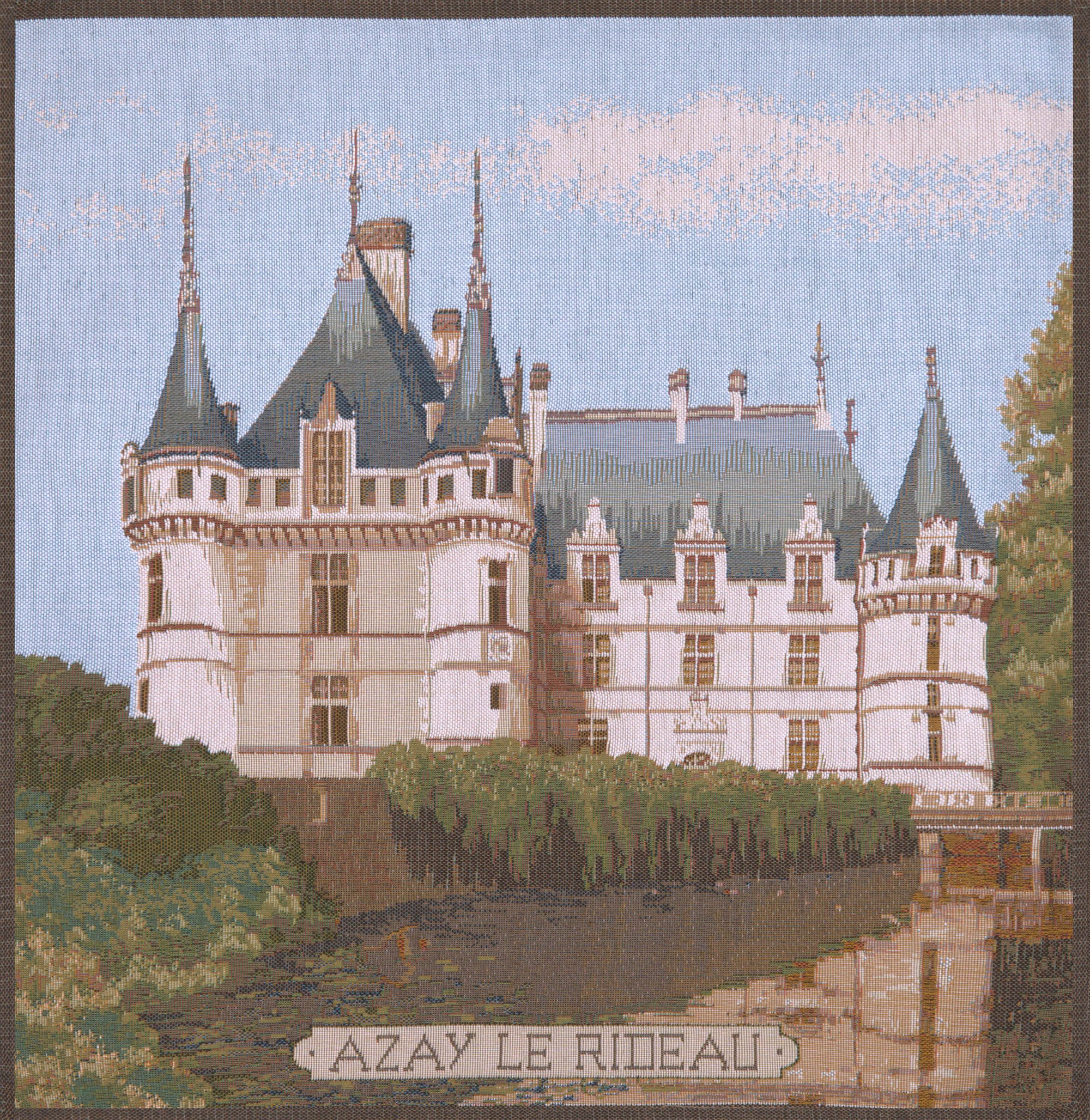 Castle Azay French Tapestry Pillow Cover 19x19 Inch Cotton Jacquard Woven Cushion Cover