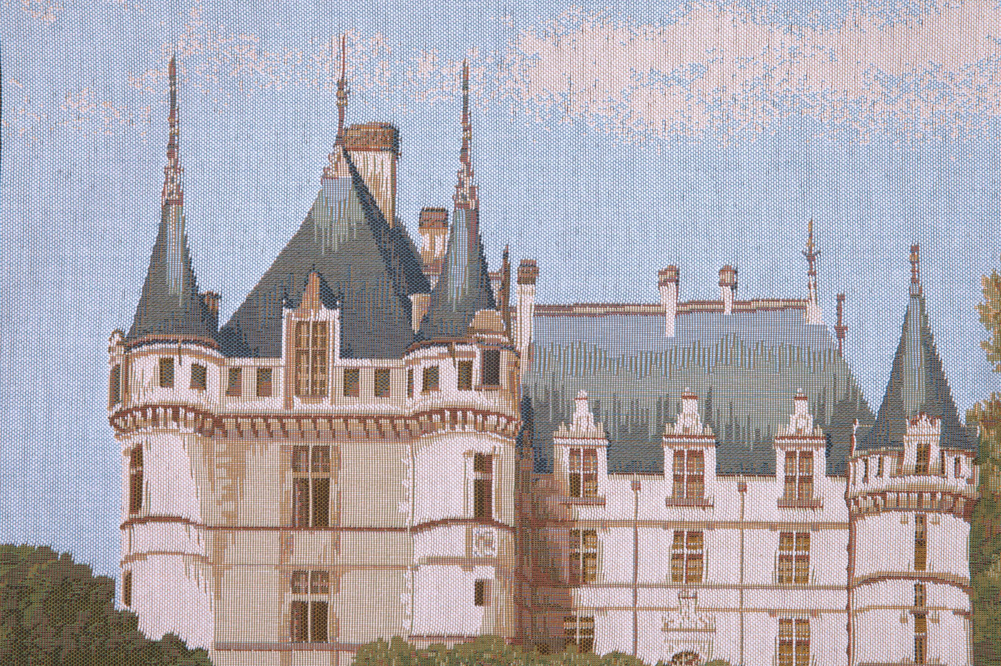 Castle Azay French Tapestry Pillow Cover 19x19 Inch Cotton Jacquard Woven Cushion Cover