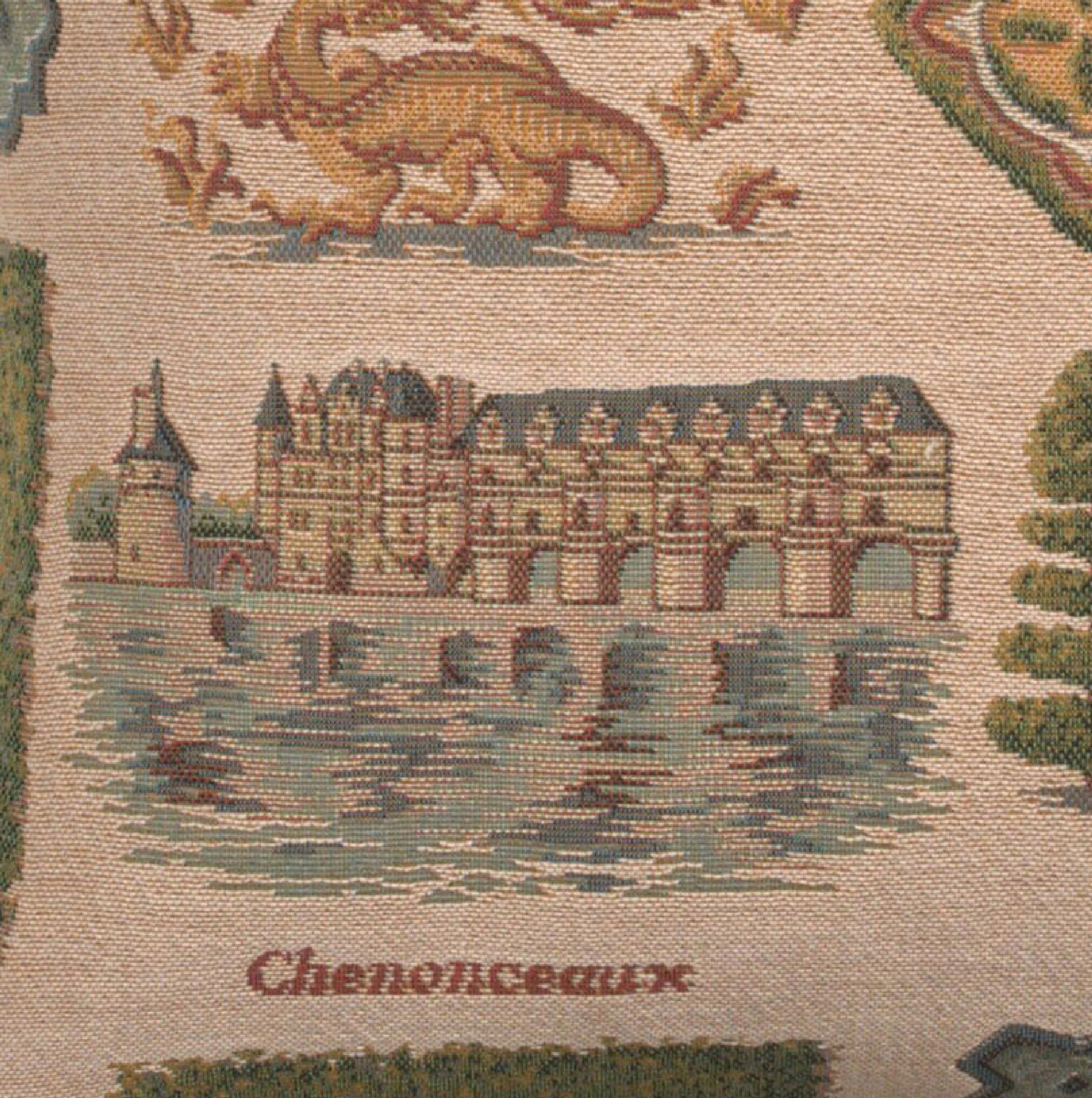 Loire Castle French Tapestry Pillow Cover 19x19 Inch Cotton Jacquard Woven Cushion Cover