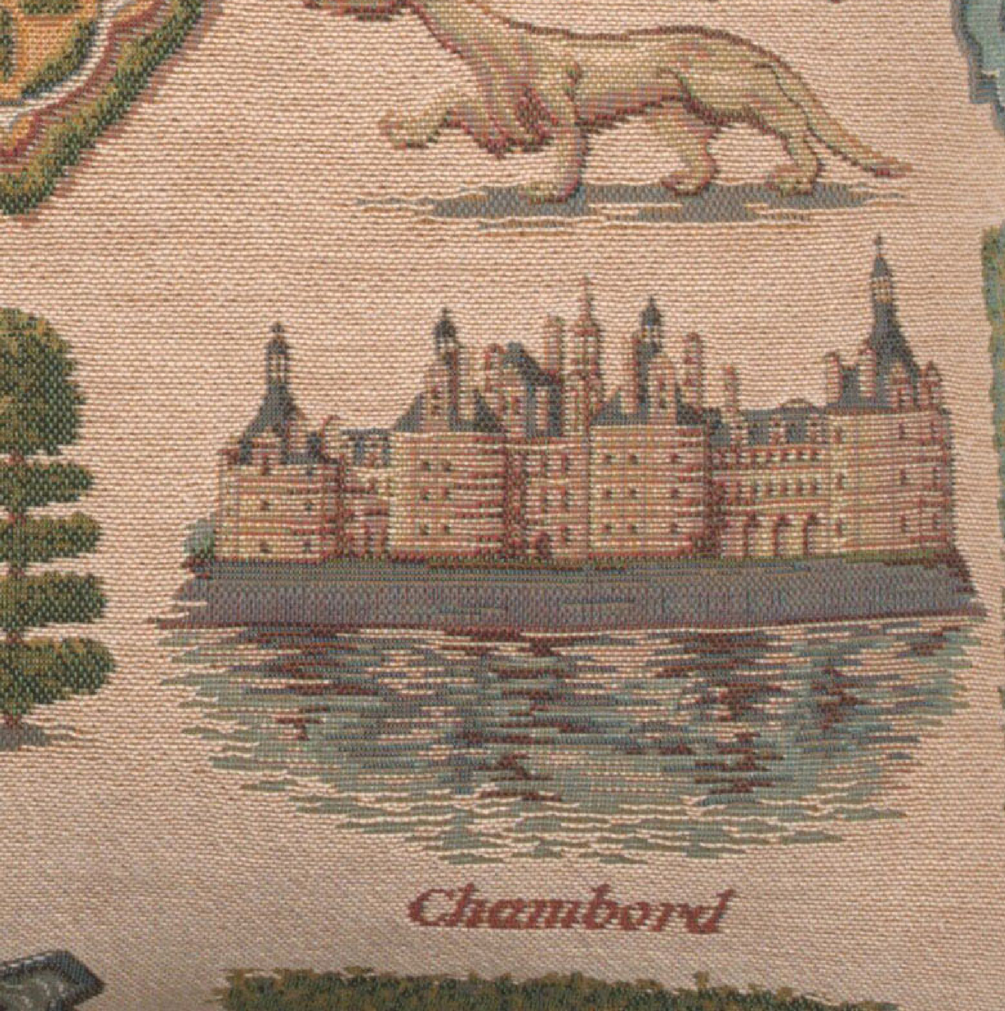 Loire Castle French Tapestry Pillow Cover 19x19 Inch Cotton Jacquard Woven Cushion Cover