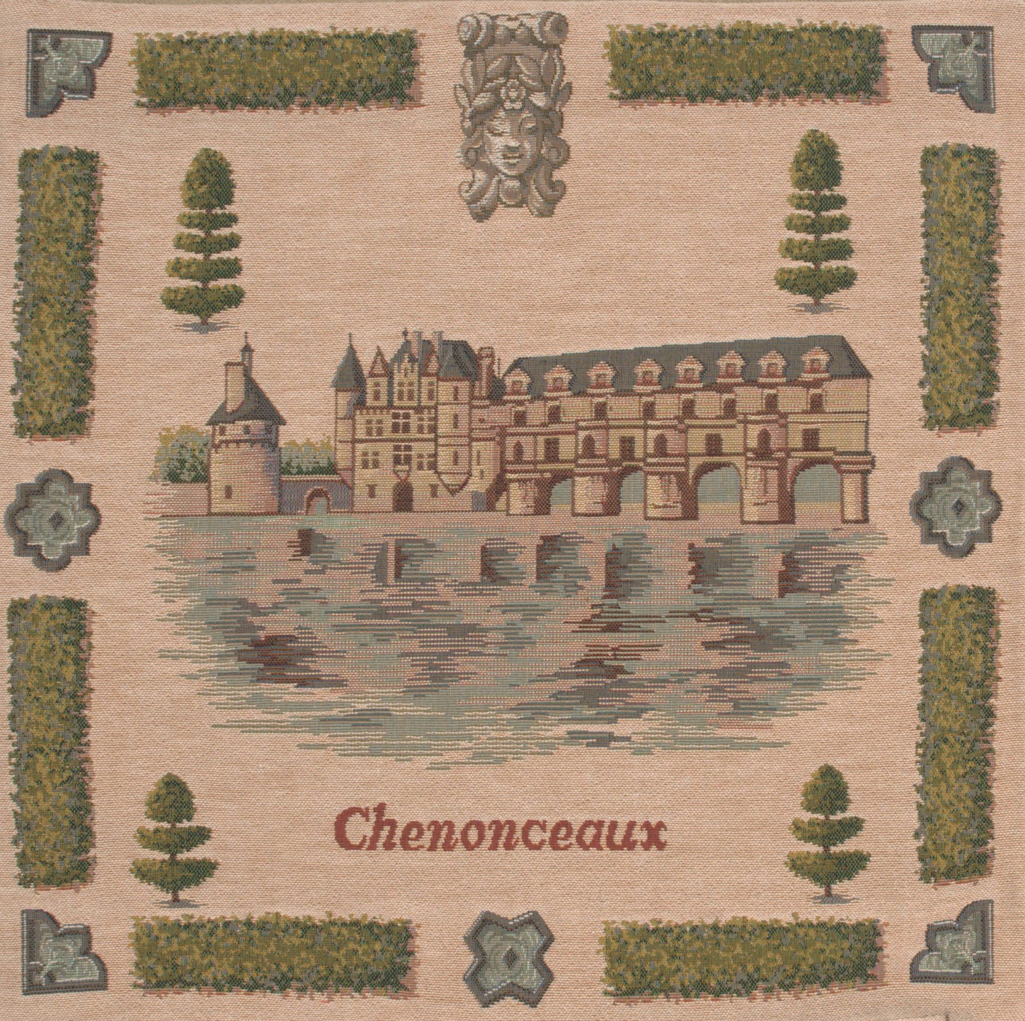 Chenonceaux I French Tapestry Pillow Cover 19x19 Inch Cotton Jacquard Woven Cushion Cover