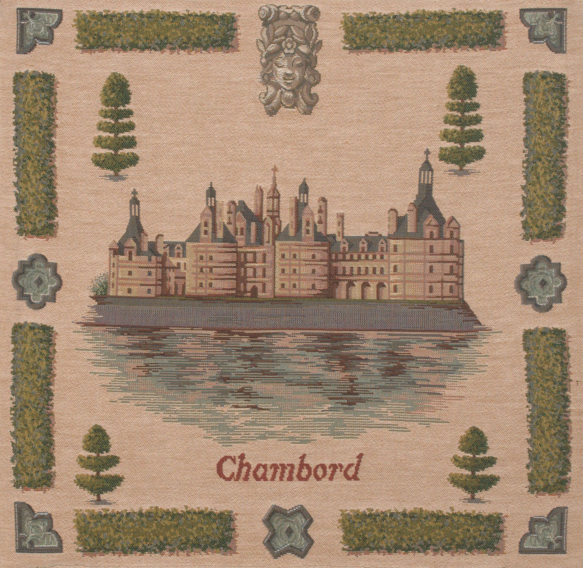 Chambord I French Tapestry Pillow Cover 19x19 Inch Cotton Jacquard Woven Cushion Cover