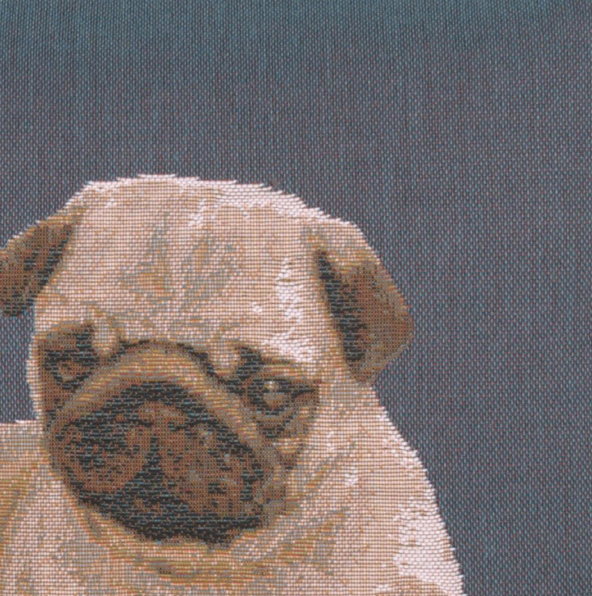 Thomas Theodor Heine Puppy Pug Blue Tapestry Pillow Cover 14x14 Inch Cotton Jacquard Woven Cushion Cover