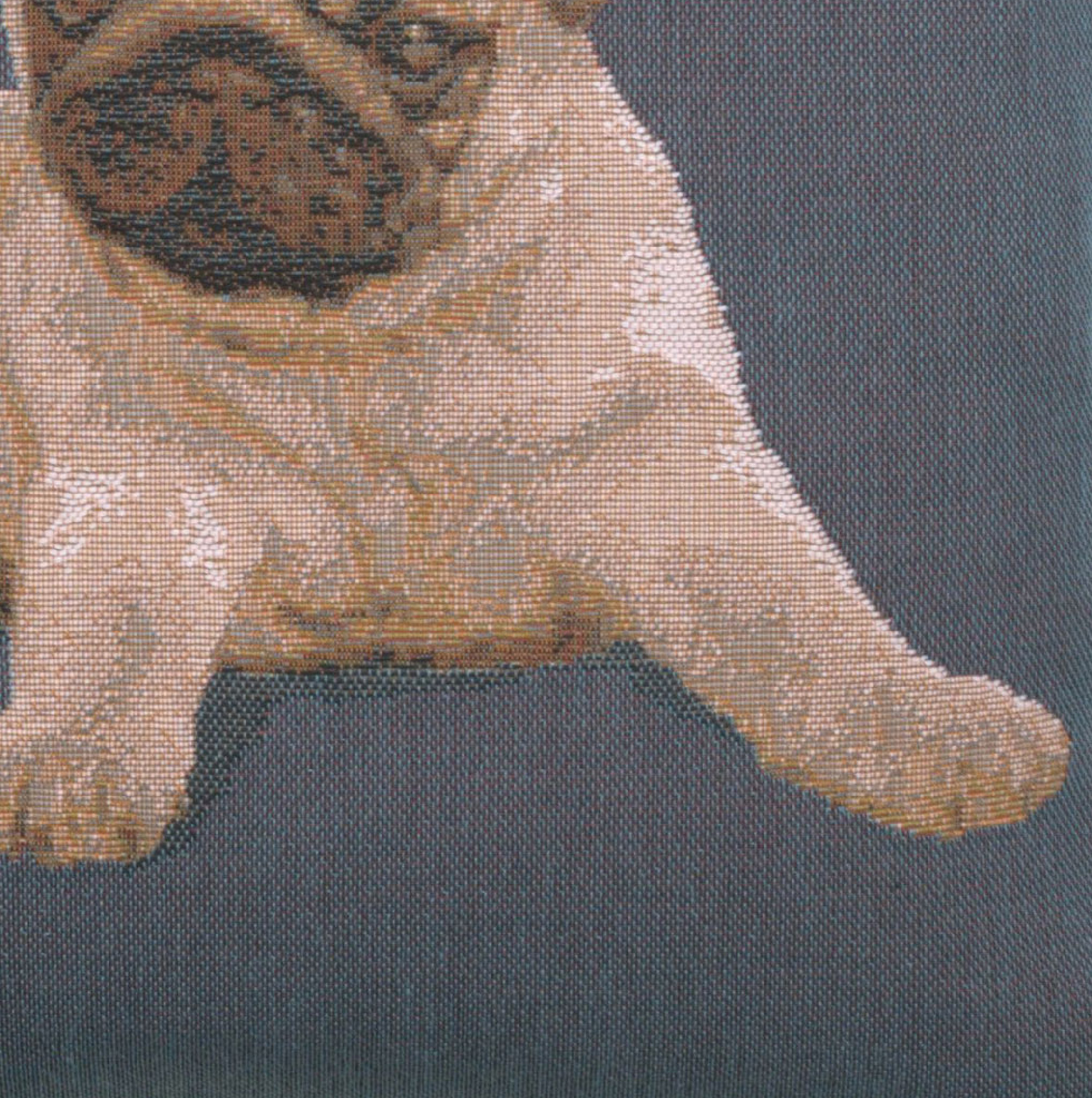 Thomas Theodor Heine Puppy Pug Blue Tapestry Pillow Cover 14x14 Inch Cotton Jacquard Woven Cushion Cover