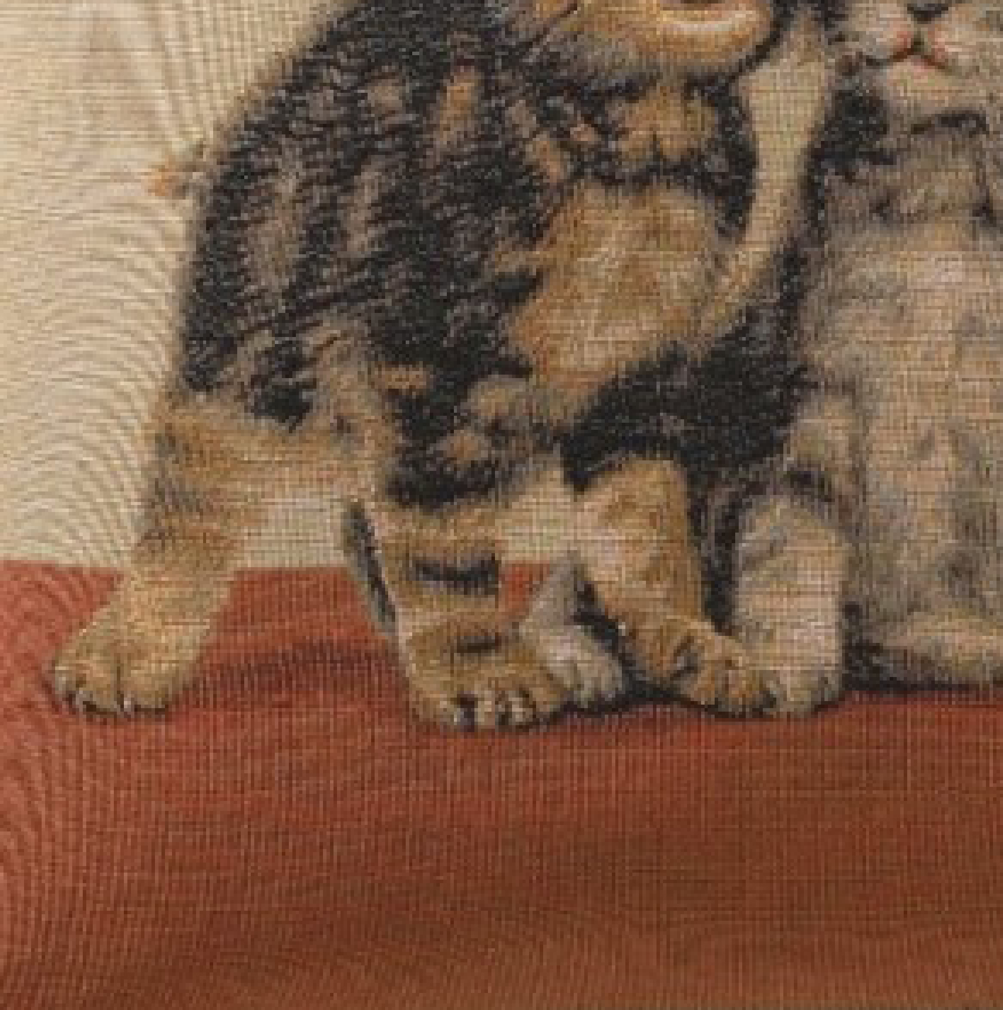 Henriette Ronner Two Kittens I Tapestry Pillow Cover 14x14 Inch Cotton Jacquard Woven Cushion Cover