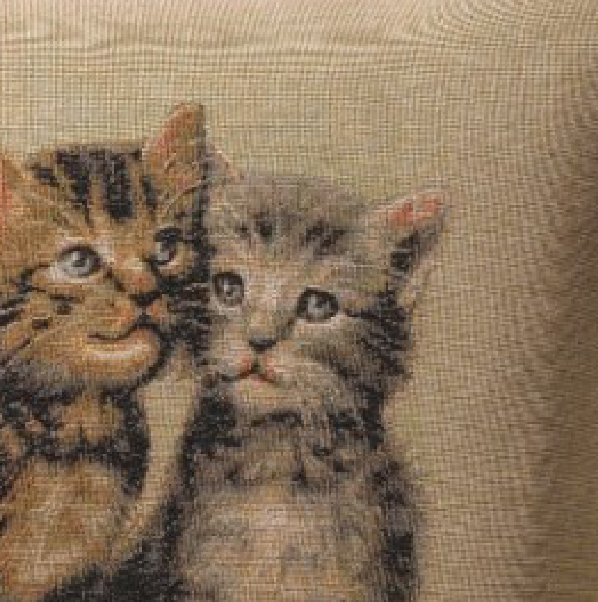 Henriette Ronner Two Kittens I Tapestry Pillow Cover 14x14 Inch Cotton Jacquard Woven Cushion Cover