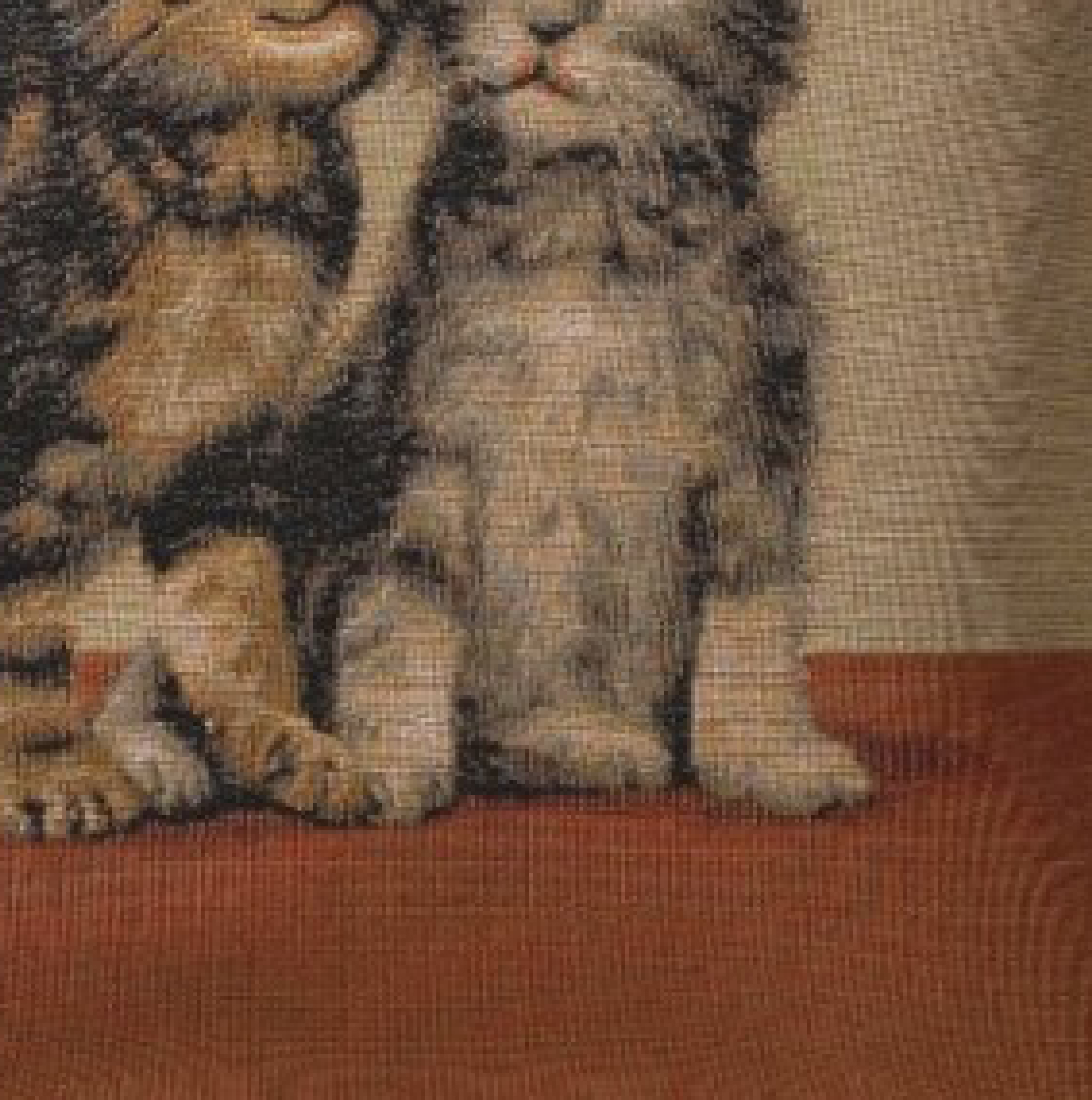 Henriette Ronner Two Kittens I Tapestry Pillow Cover 14x14 Inch Cotton Jacquard Woven Cushion Cover