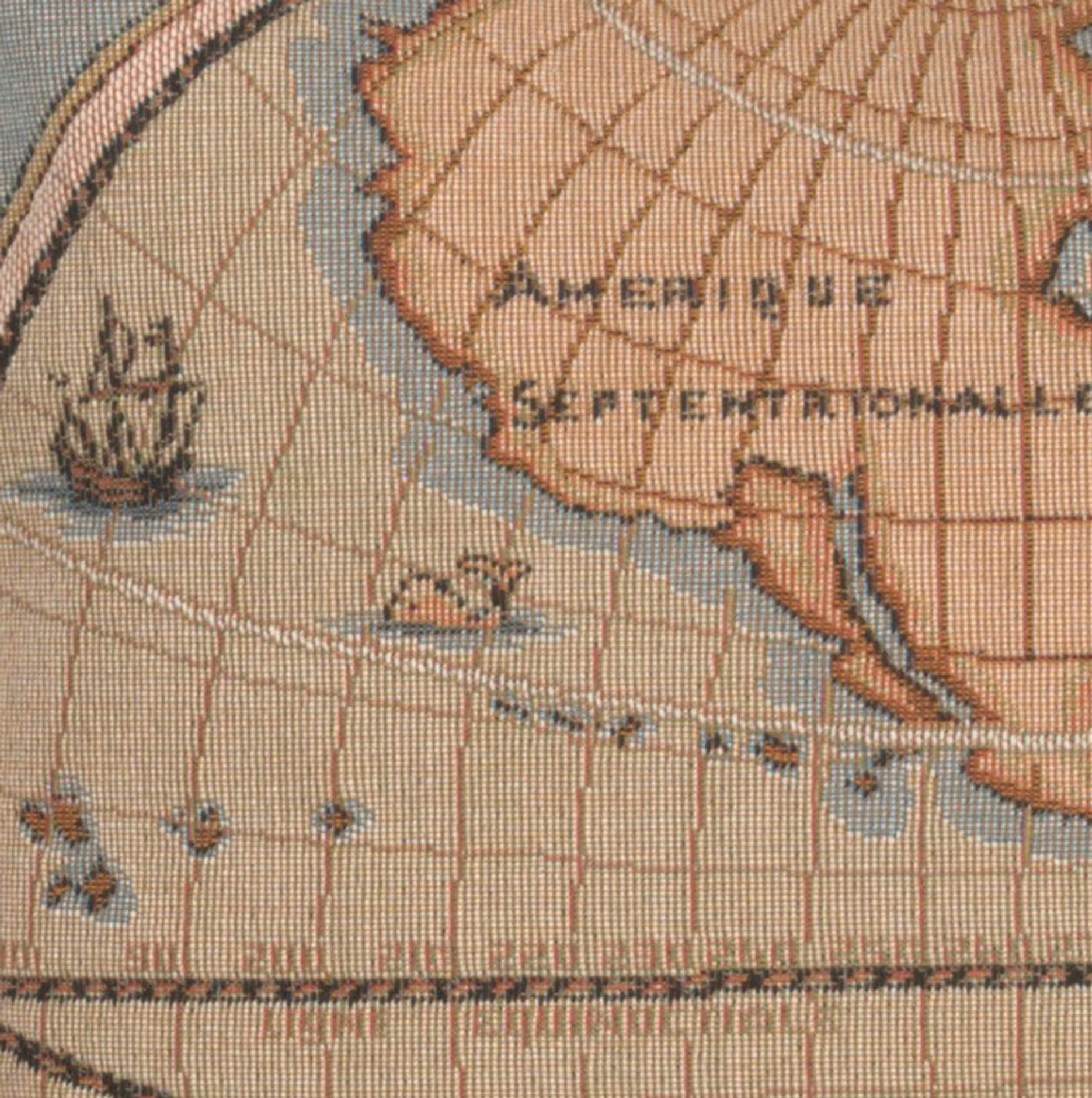 Guillaume Delisle Map of the Americas I Tapestry Pillow Cover 14x14 Inch Cotton Jacquard Woven Cushion Cover