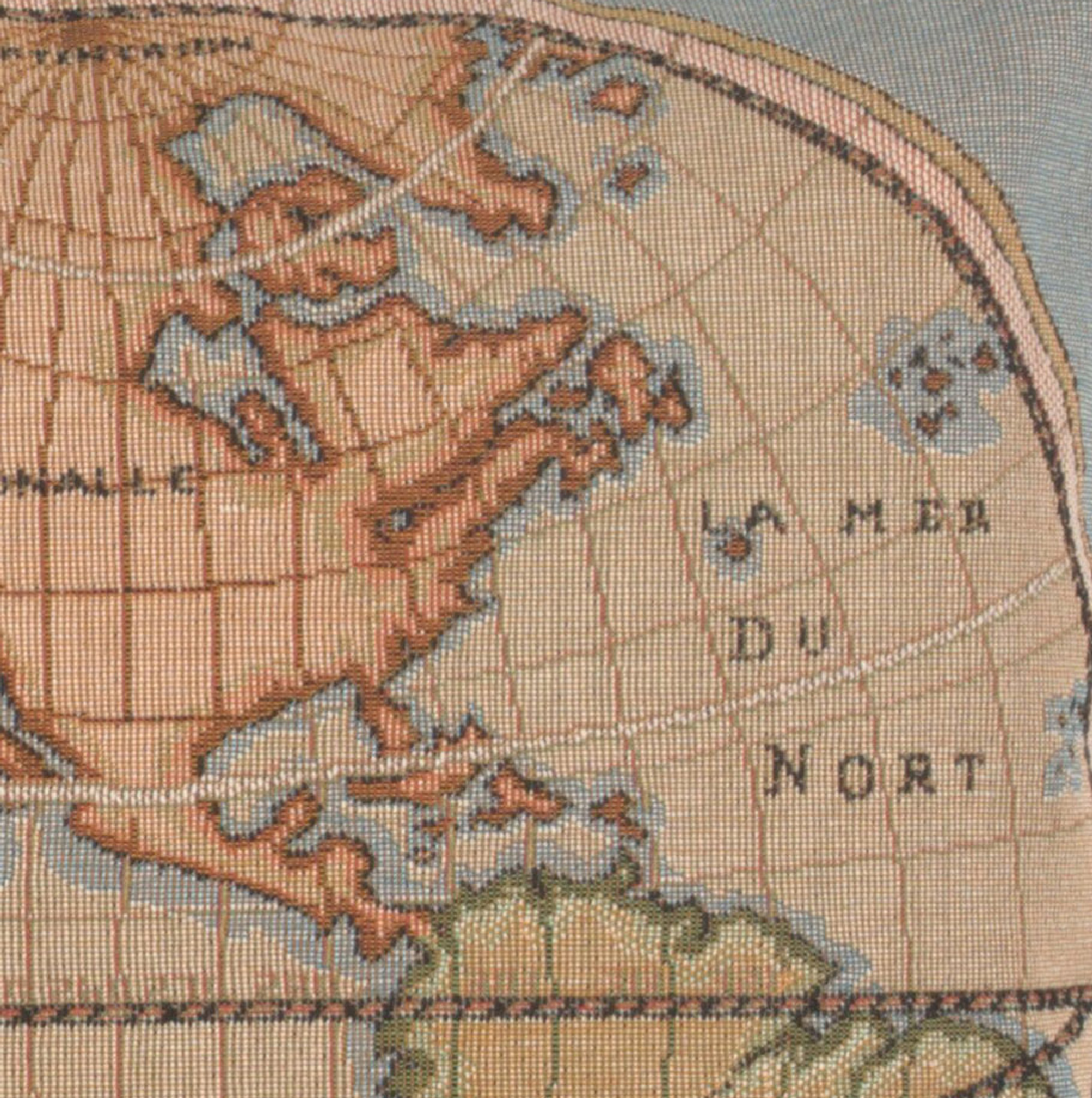 Guillaume Delisle Map of the Americas I Tapestry Pillow Cover 14x14 Inch Cotton Jacquard Woven Cushion Cover