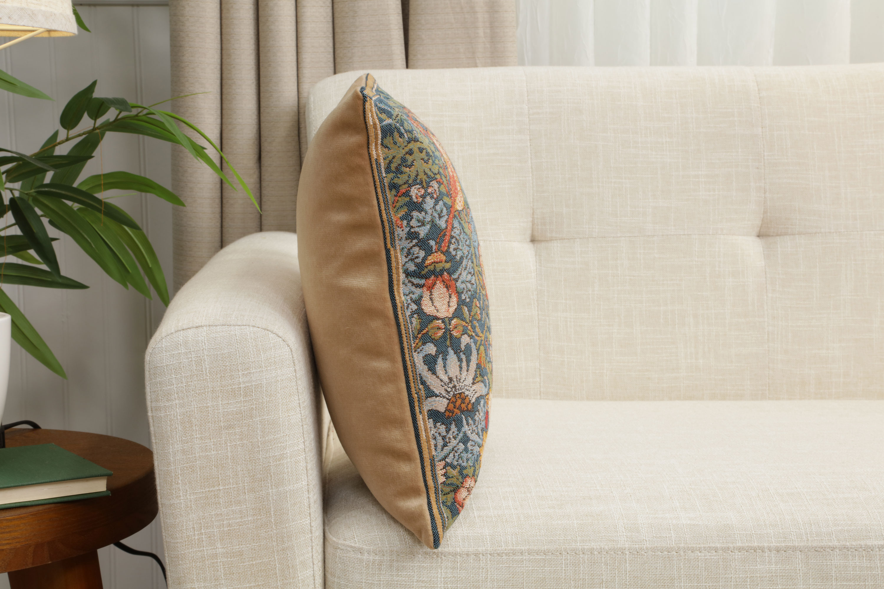 Birds Face to Face Medieval Tapestry Pillow Cover 14x14 European Cotton Jacquard Woven Cushion Cover