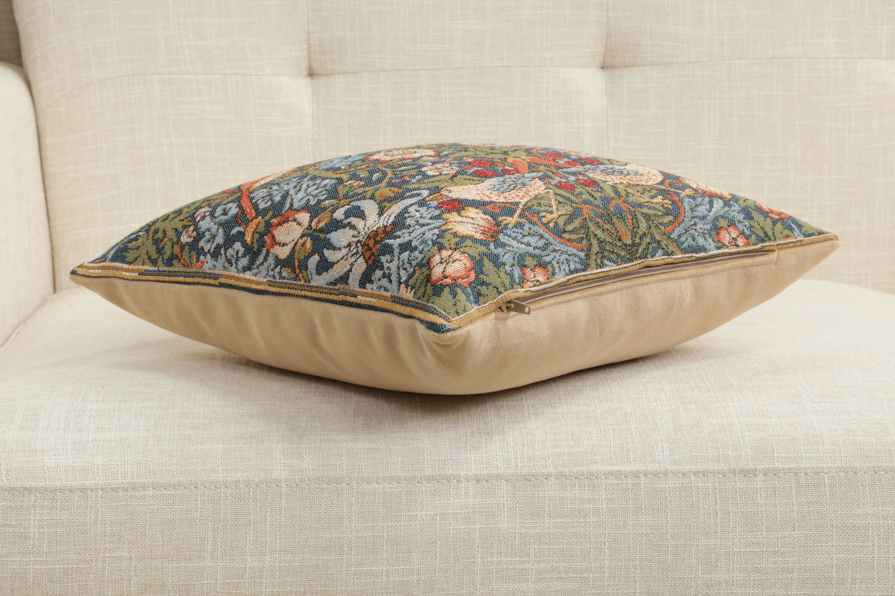 Birds Face to Face Medieval Tapestry Pillow Cover 14x14 European Cotton Jacquard Woven Cushion Cover