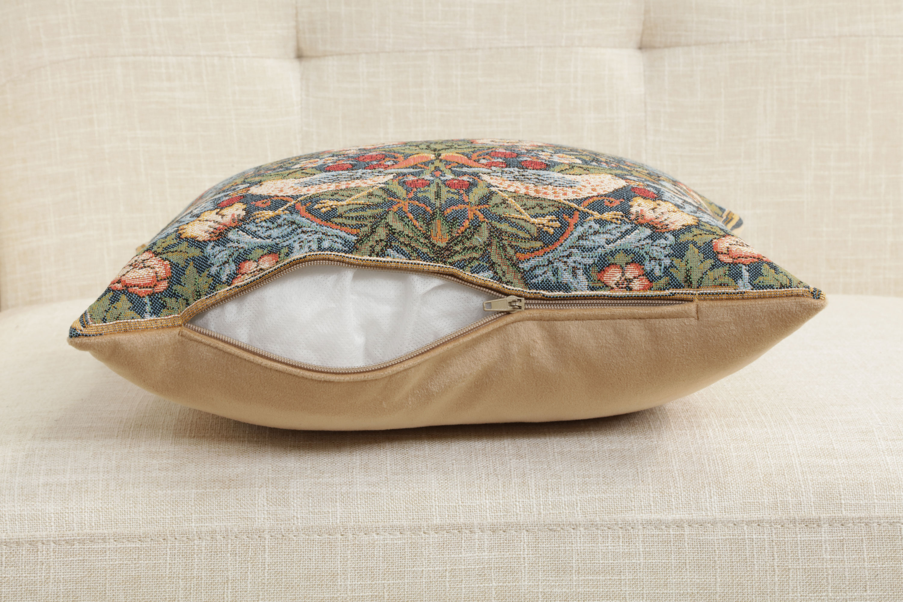 Birds Face to Face Medieval Tapestry Pillow Cover 14x14 European Cotton Jacquard Woven Cushion Cover