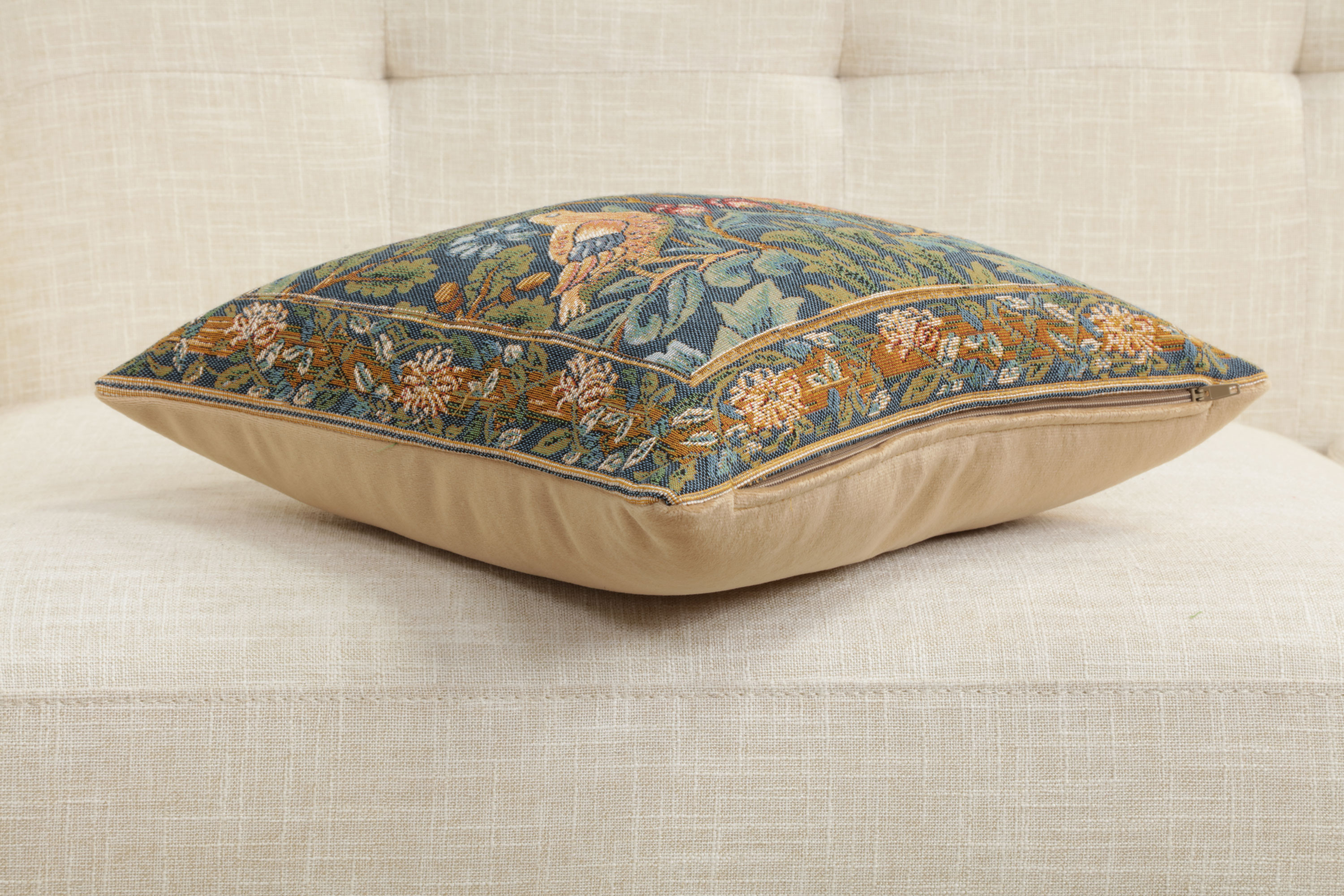 Brother Bird Medieval Tapestry Pillow Cover 14x14 European Cotton Jacquard Woven Cushion Cover