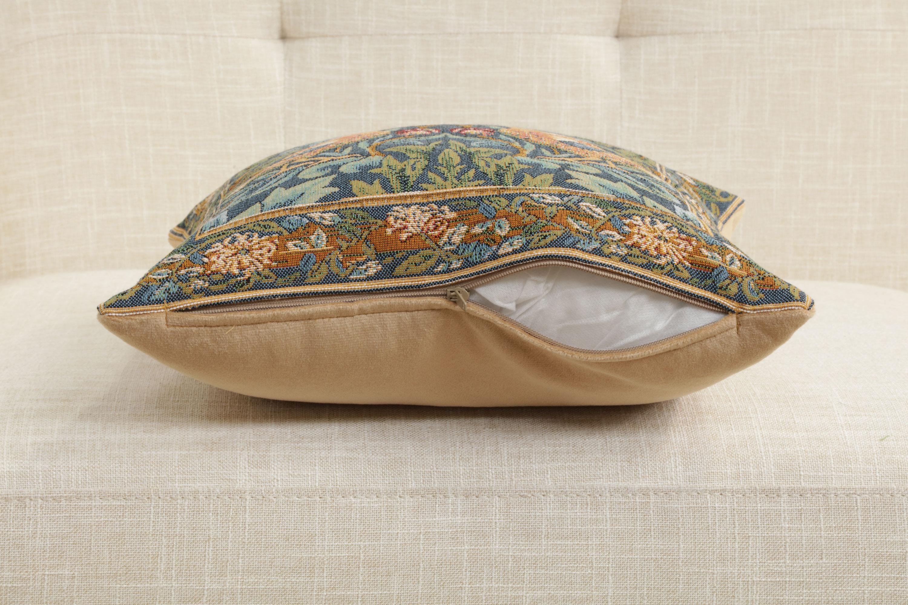 Brother Bird Medieval Tapestry Pillow Cover 14x14 European Cotton Jacquard Woven Cushion Cover