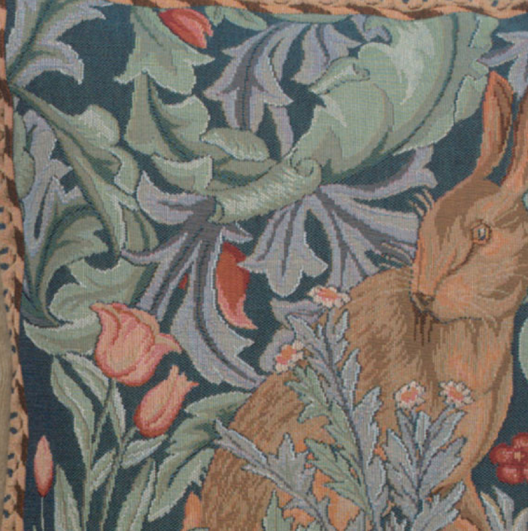 Blue Rabbit Medieval Tapestry Pillow Cover 14x14 European Cotton Jacquard Woven Cushion Cover