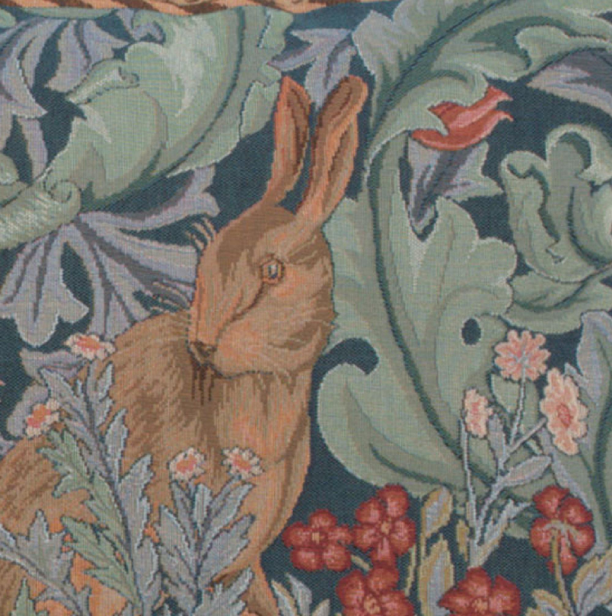 Blue Rabbit Medieval Tapestry Pillow Cover 14x14 European Cotton Jacquard Woven Cushion Cover