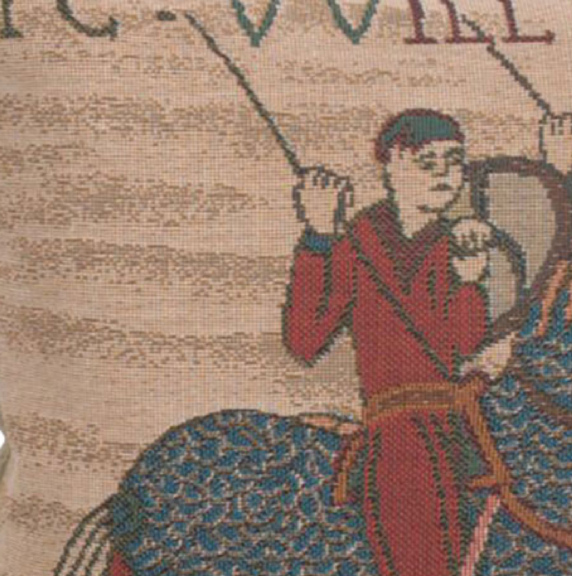 Bayeux Horseriders Tapestry Pillow Cover 14x14 Inch Cotton Jacquard Woven Cushion Cover