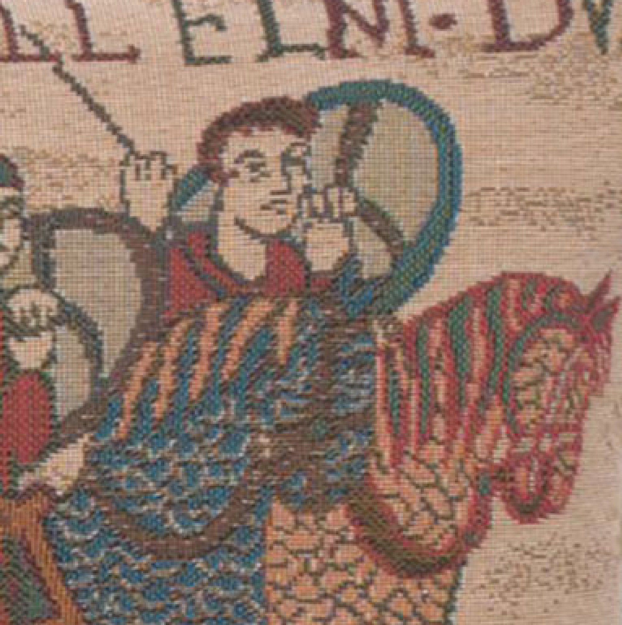Bayeux Horseriders Tapestry Pillow Cover 14x14 Inch Cotton Jacquard Woven Cushion Cover