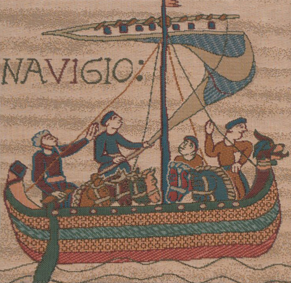 Bayeux The Boat Tapestry Pillow Cover 14x14 Inch Cotton Jacquard Woven Cushion Cover