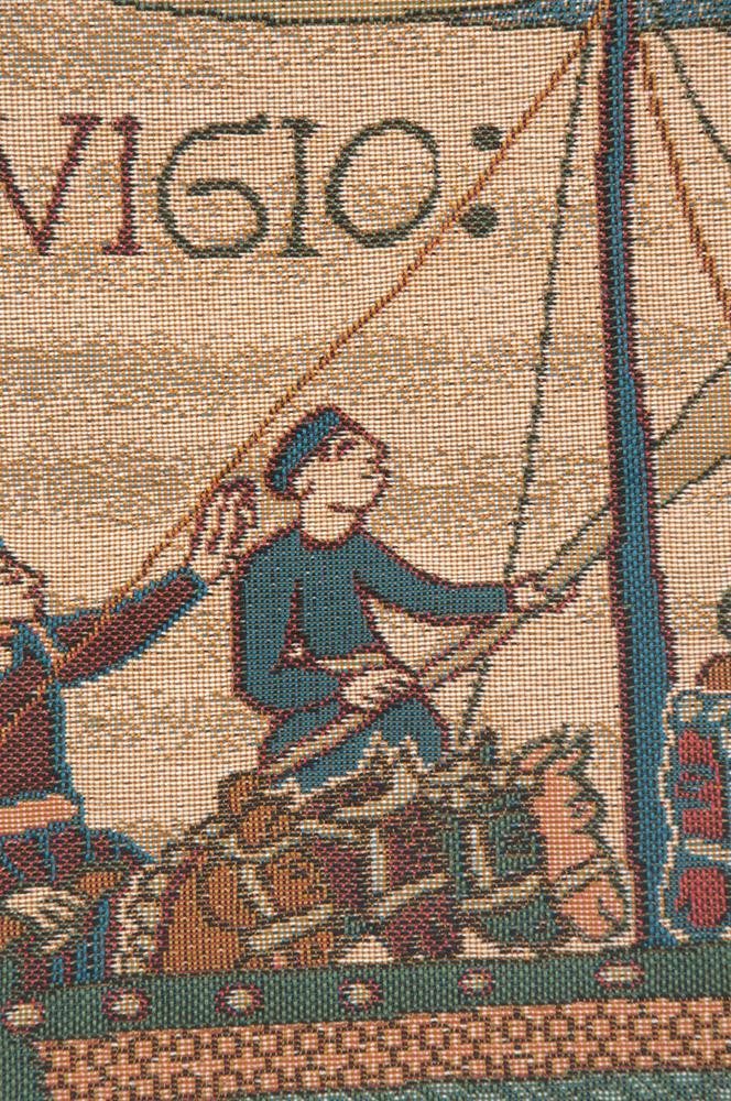 Bayeux The Boat Tapestry Pillow Cover 14x14 Inch Cotton Jacquard Woven Cushion Cover