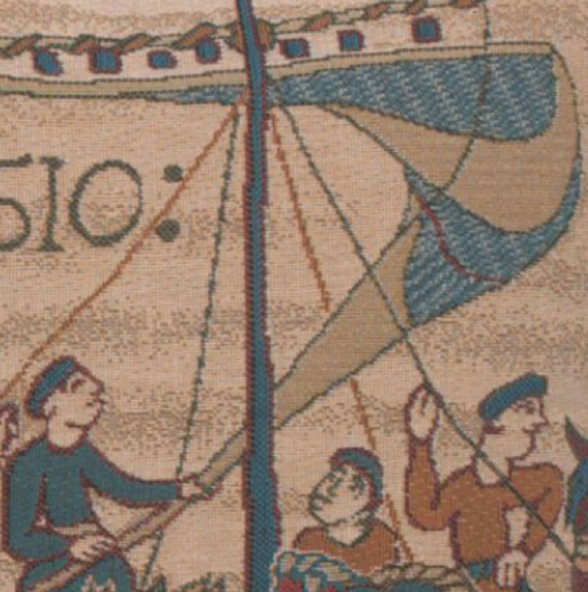 Bayeux The Boat Tapestry Pillow Cover 14x14 Inch Cotton Jacquard Woven Cushion Cover
