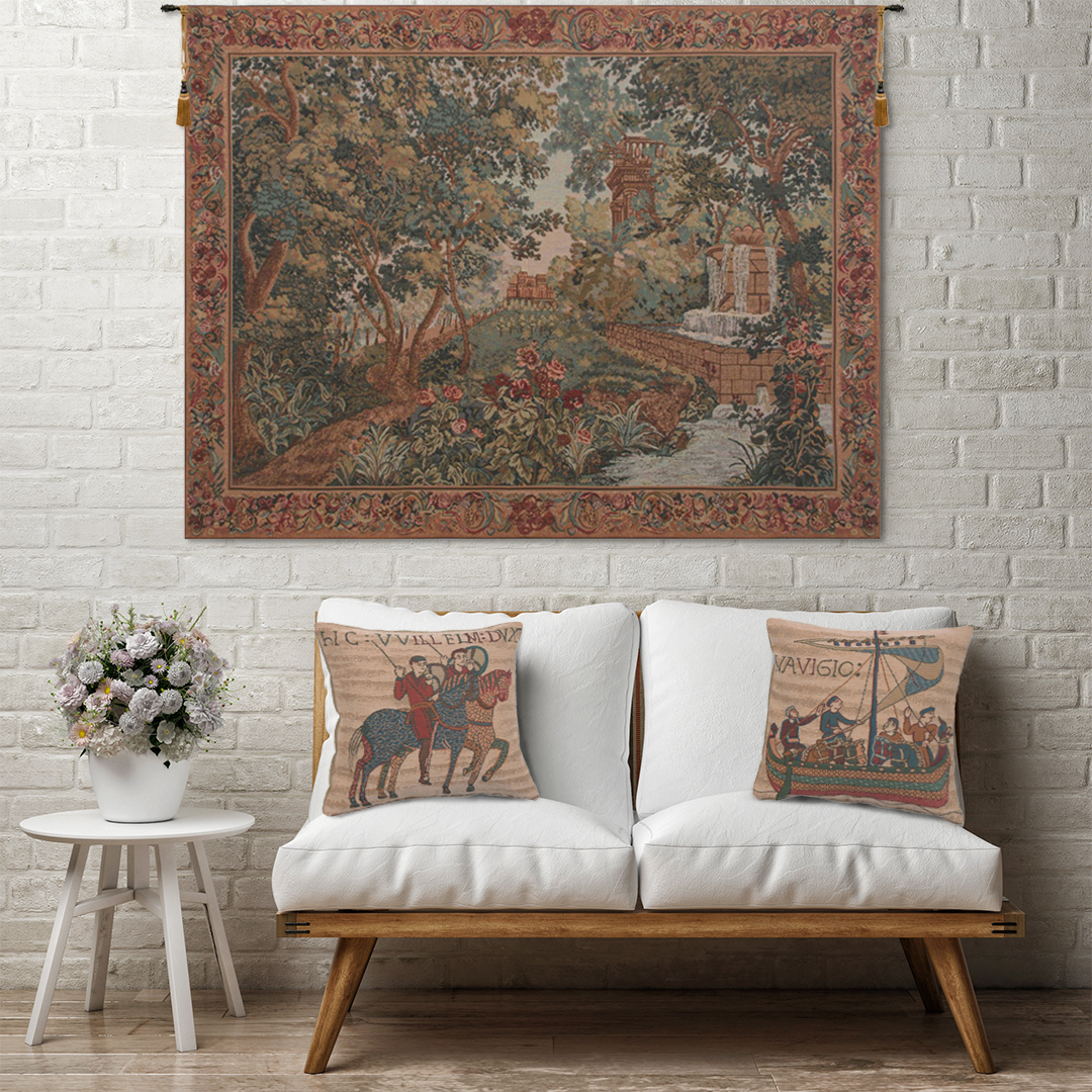 Bayeux The Boat Tapestry Pillow Cover 14x14 Inch Cotton Jacquard Woven Cushion Cover