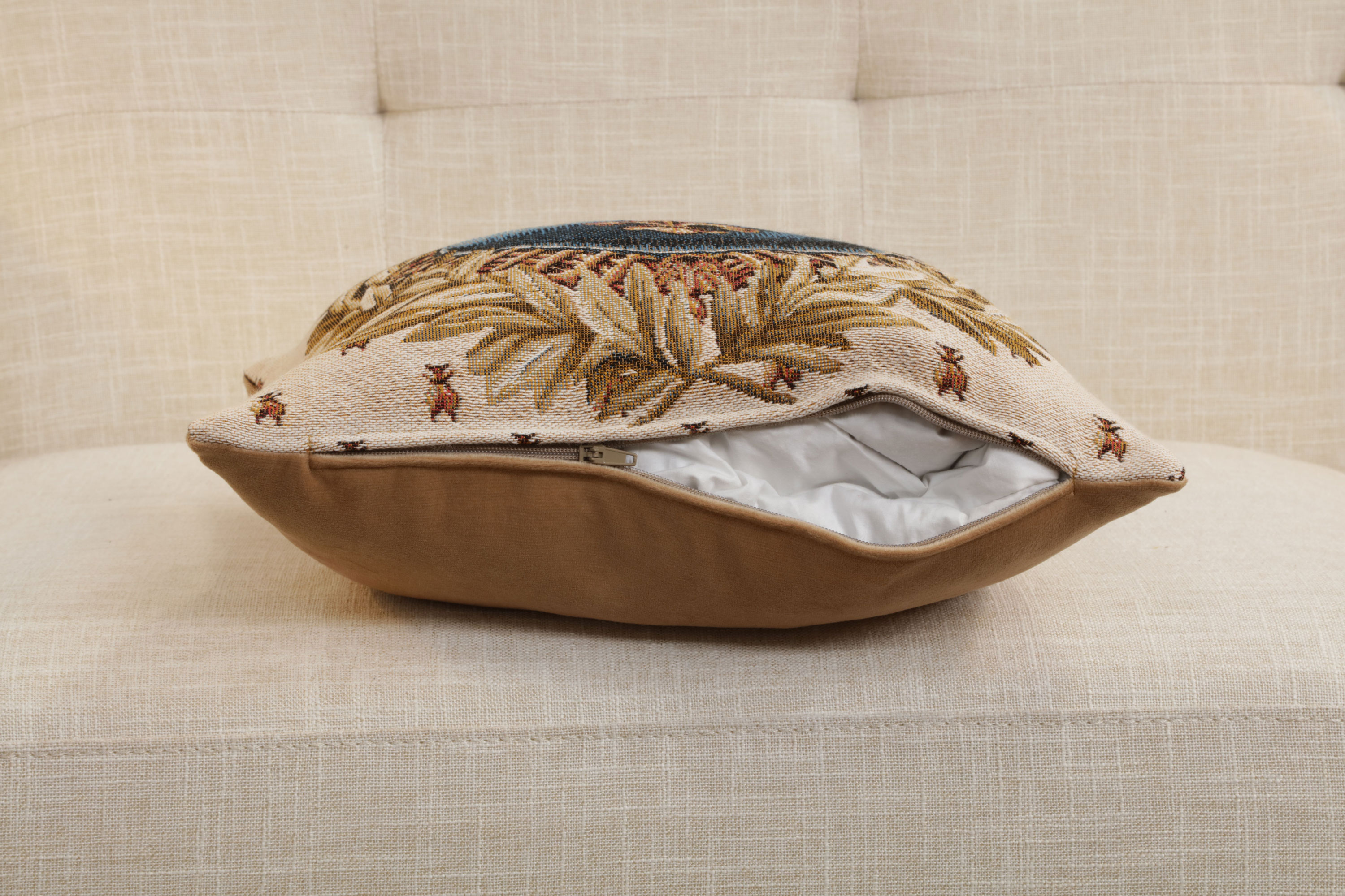 French Empire Lys Tapestry Pillow Cover 14x14 Inch Cotton Jacquard Woven Cushion Cover