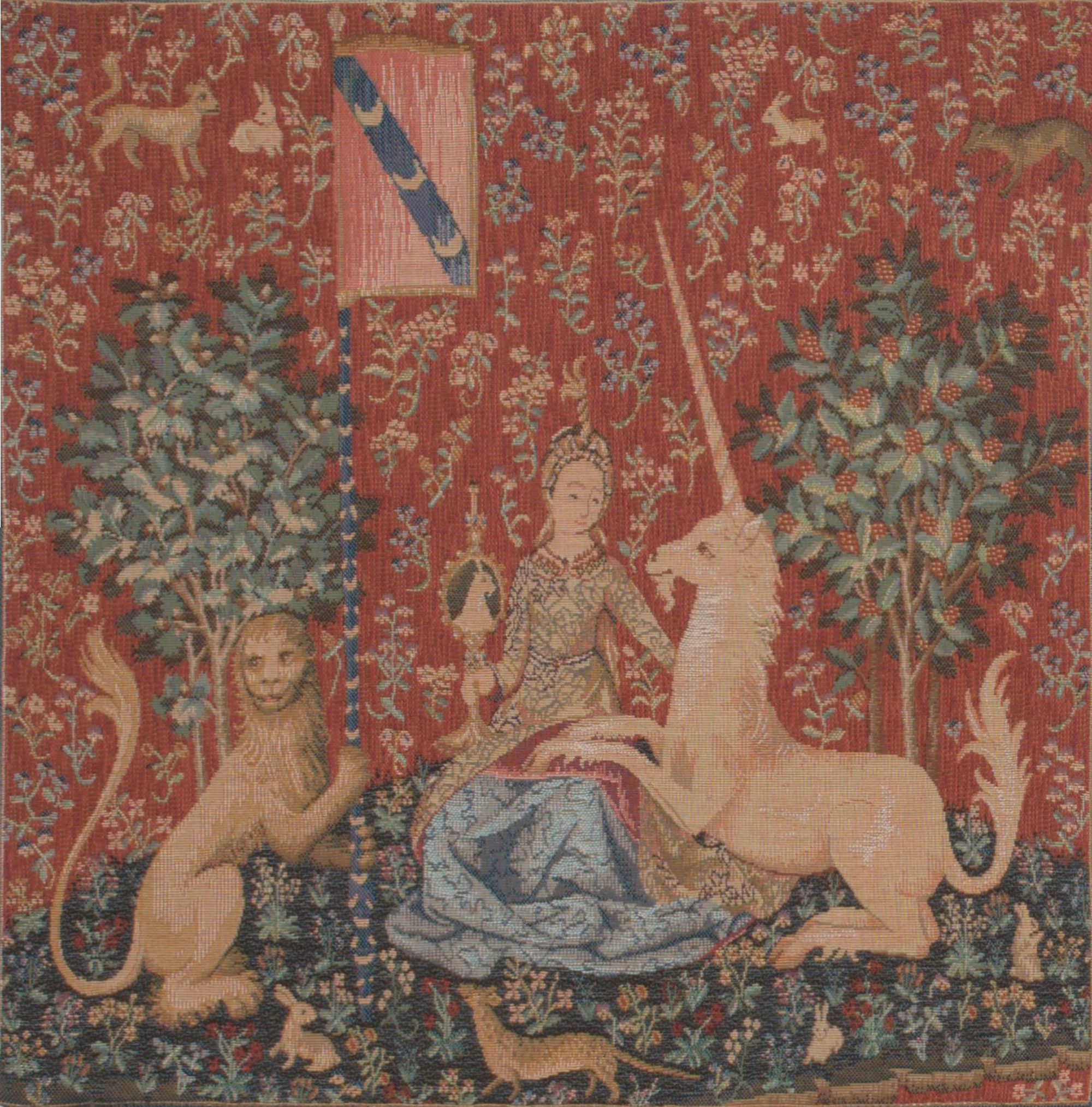 Medieval The Sight Small Tapestry Pillow Cover 14x14 Inch Cotton Jacquard Woven Cushion Cover