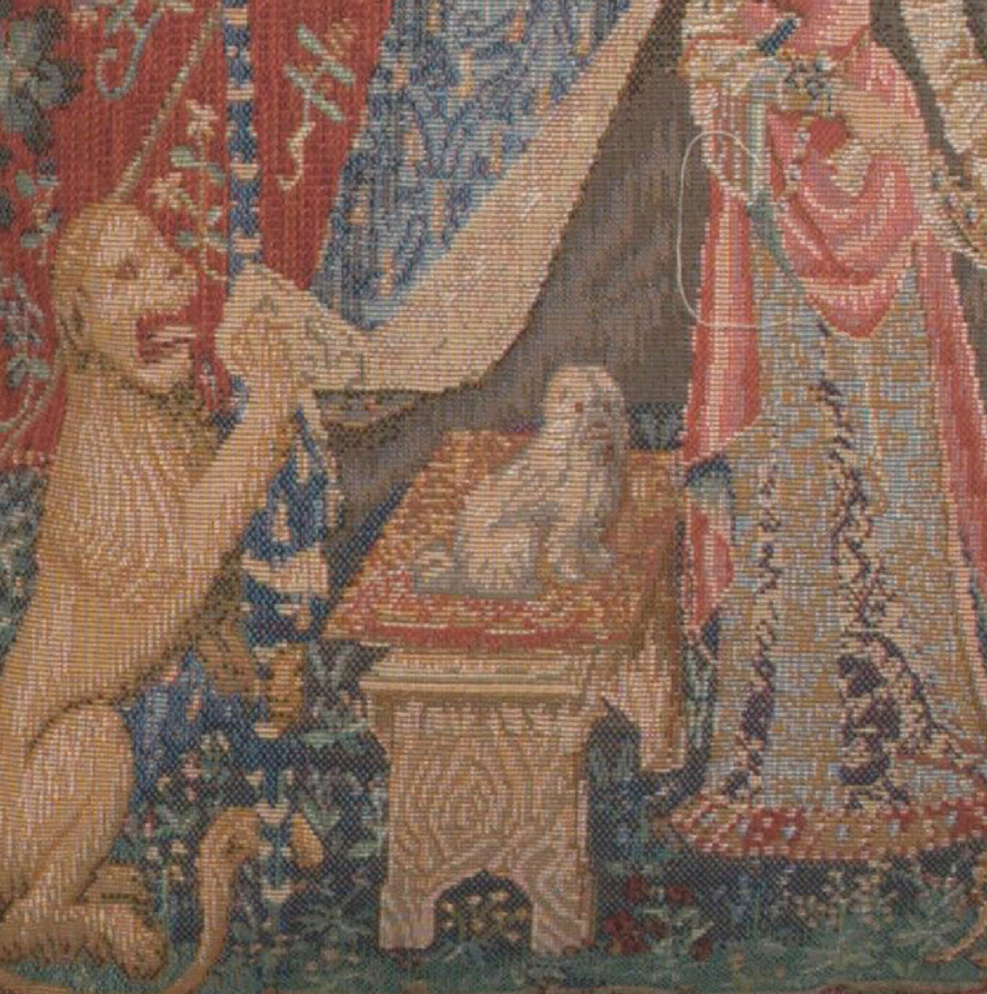 Medieval A Mon Seul Desir Small Tapestry Pillow Cover 14x14 Inch Cotton Jacquard Woven Cushion Cover