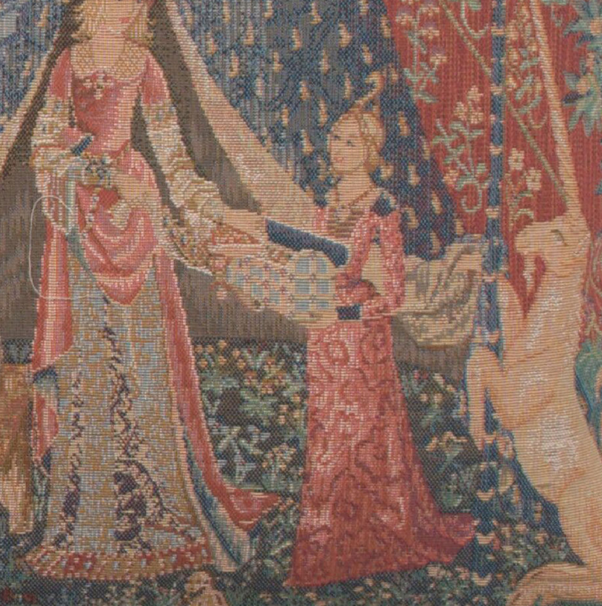 Medieval A Mon Seul Desir Small Tapestry Pillow Cover 14x14 Inch Cotton Jacquard Woven Cushion Cover