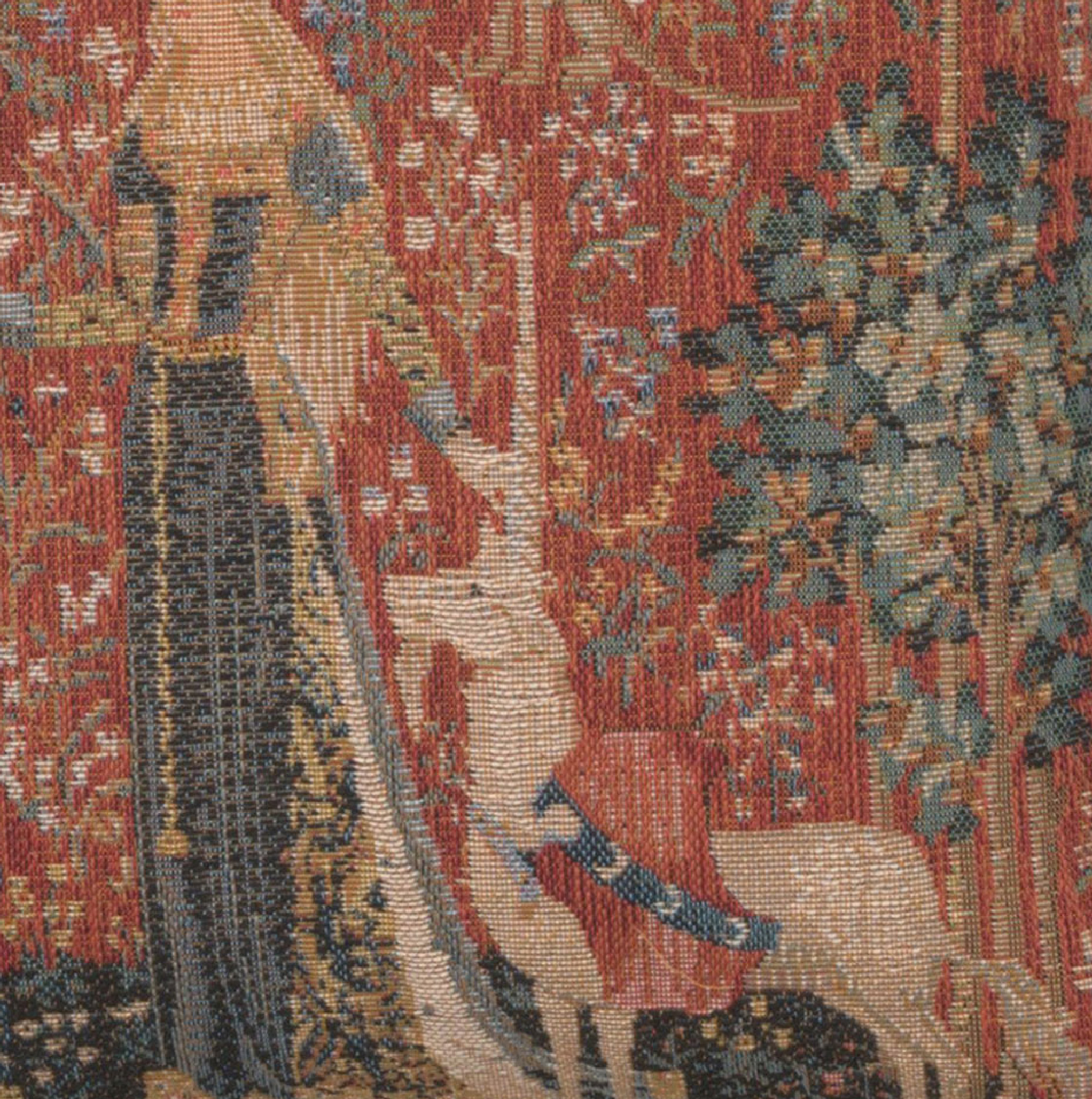 Medieval The Touch Small Tapestry Pillow Cover 14x14 Inch Cotton Jacquard Woven Cushion Cover