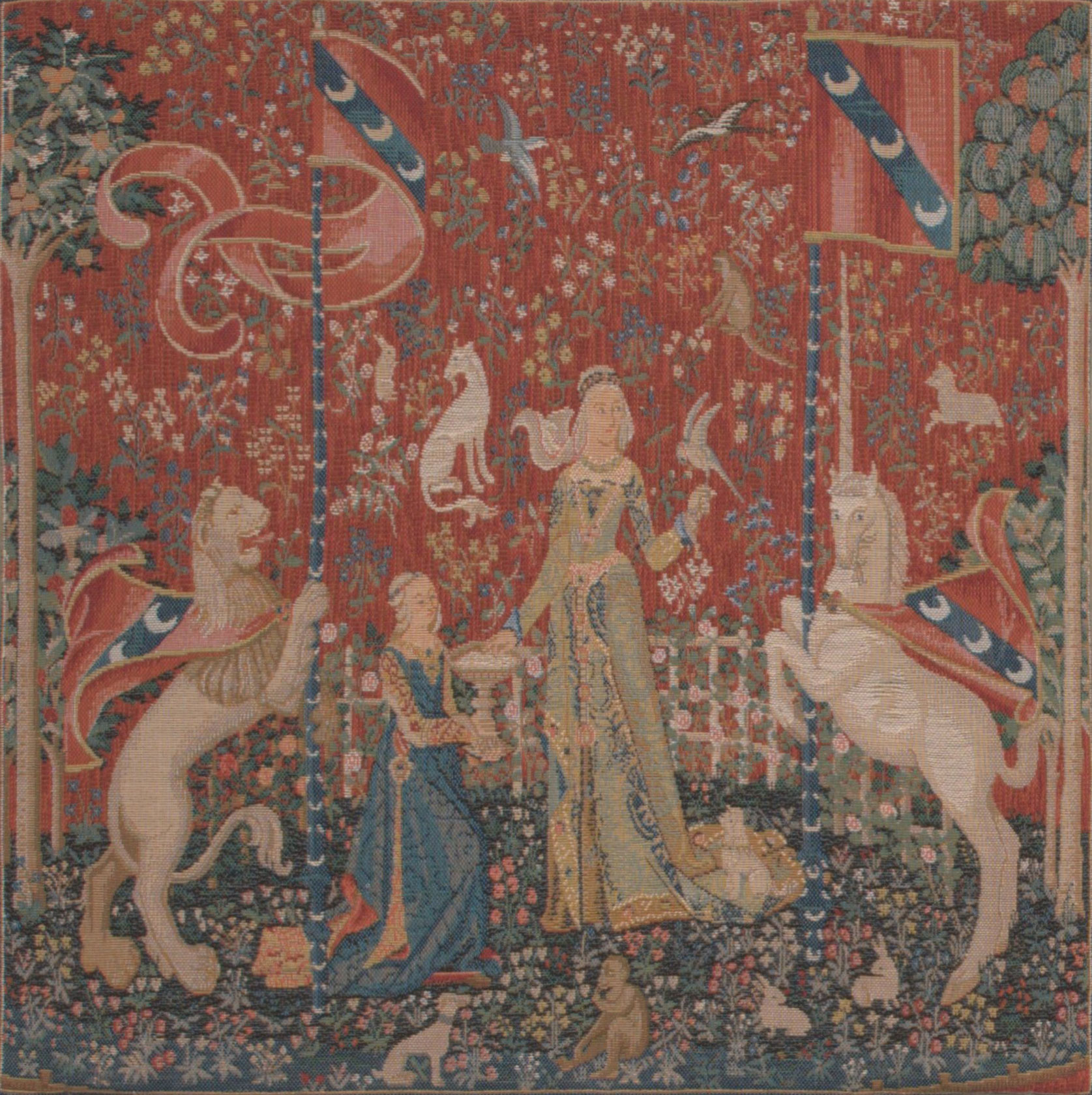 Medieval The Taste Small Tapestry Pillow Cover 14x14 Inch Cotton Jacquard Woven Cushion Cover
