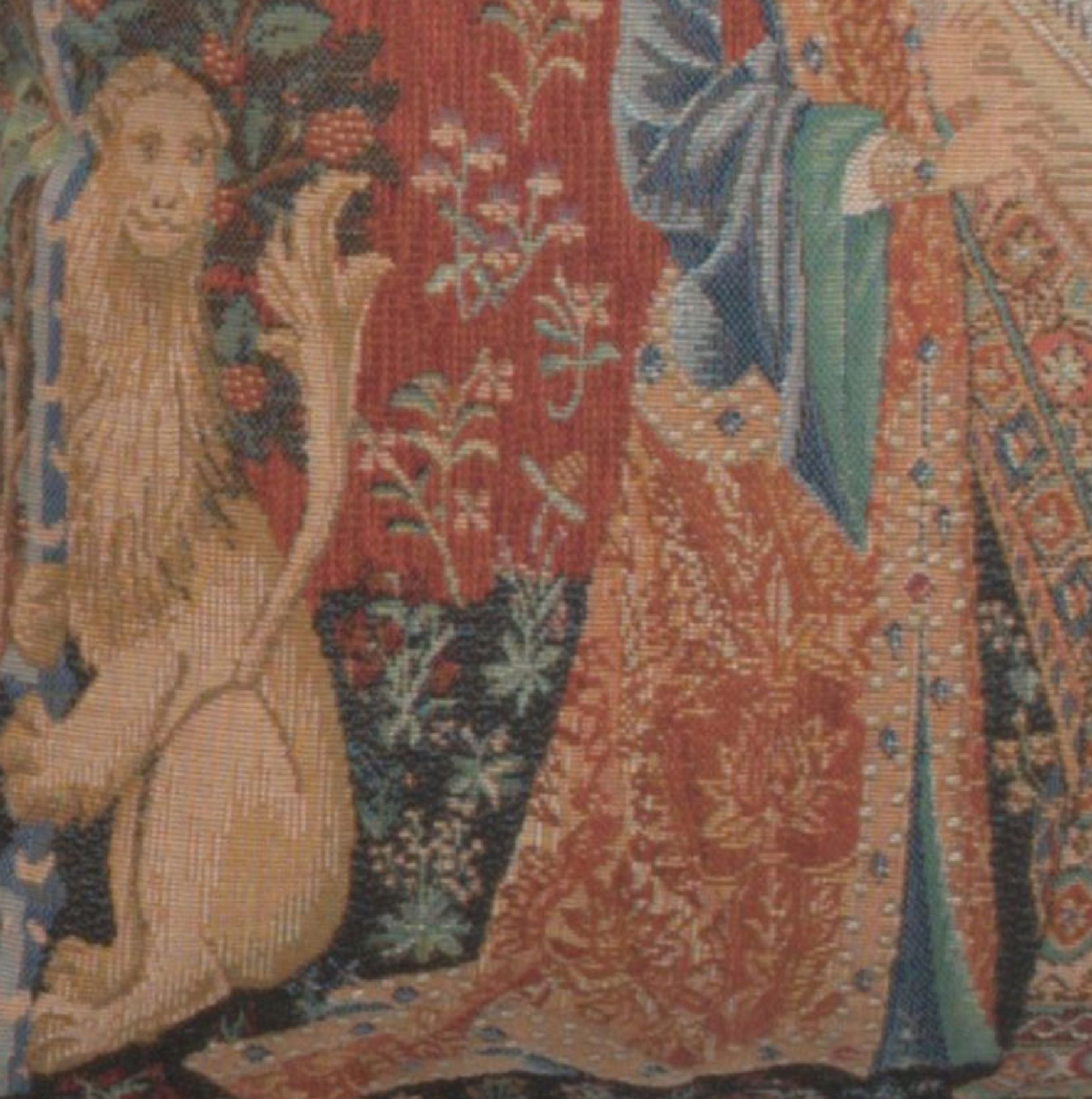Medieval The Hearing Small Tapestry Pillow Cover 14x14 Inch Cotton Jacquard Woven Cushion Cover