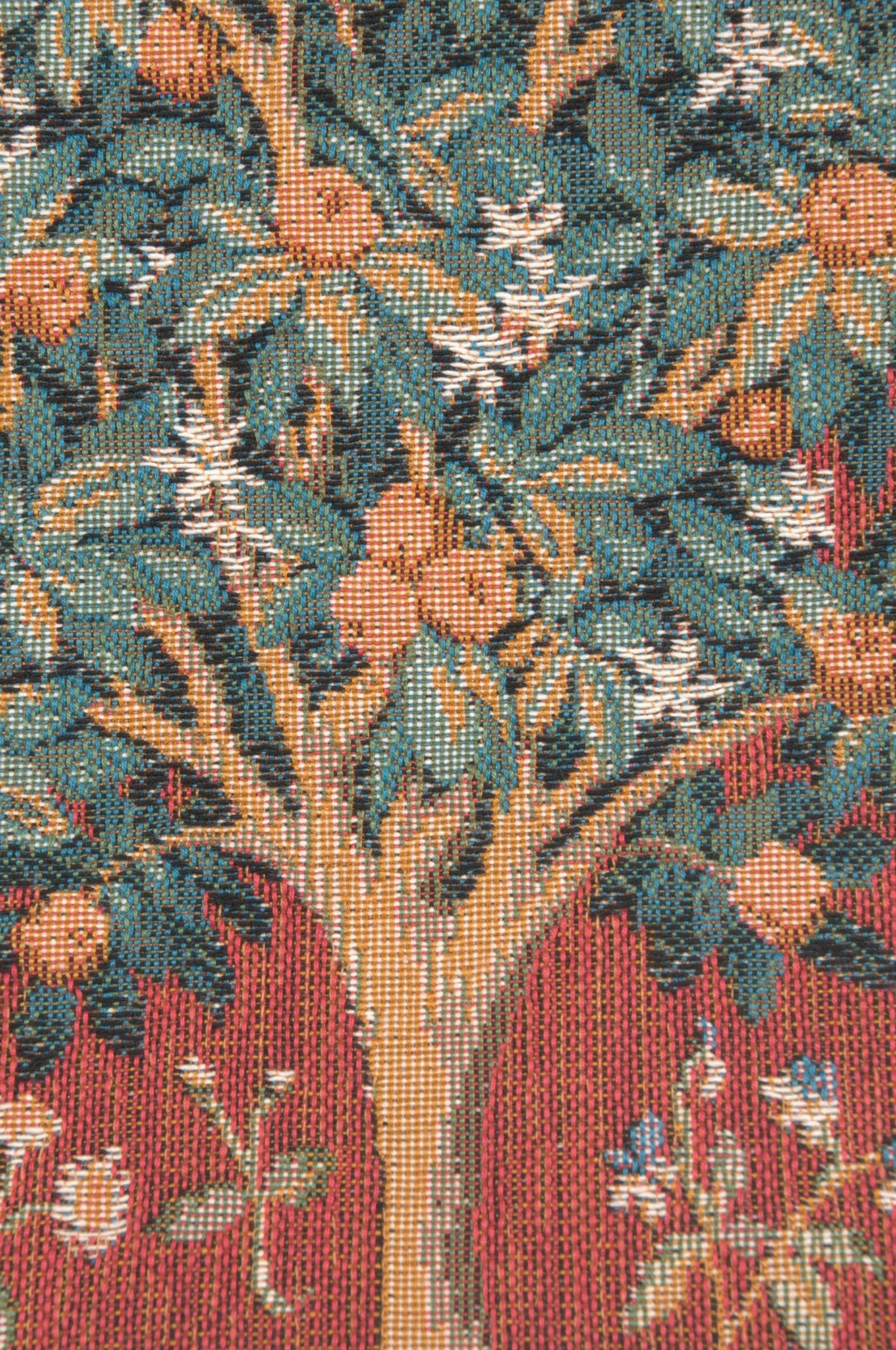Medieval Orange Tree Small Tapestry Pillow Cover 14x14 Inch Cotton Jacquard Woven Cushion Cover