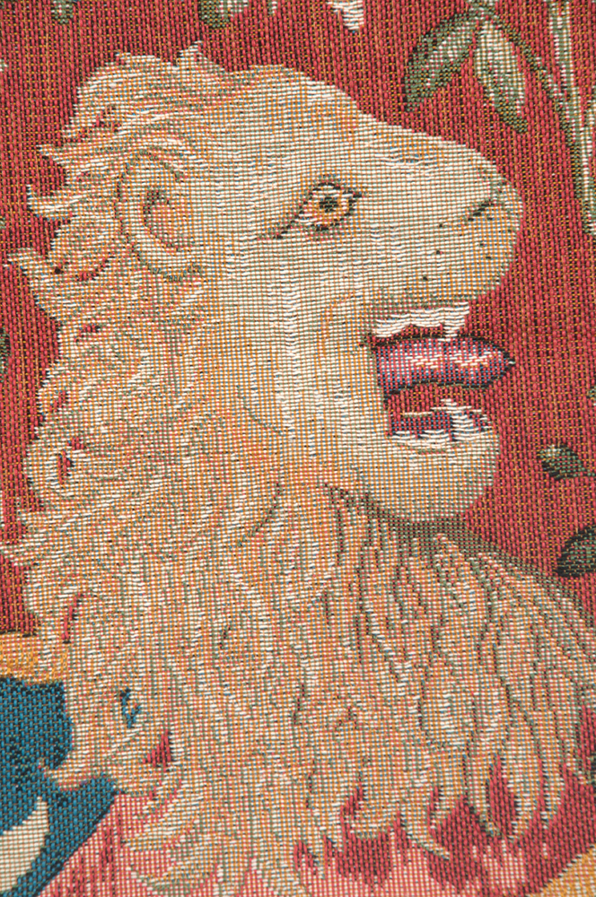 Medieval The Lion Tapestry Pillow Cover 14x14 Inch Cotton Jacquard Woven Cushion Cover