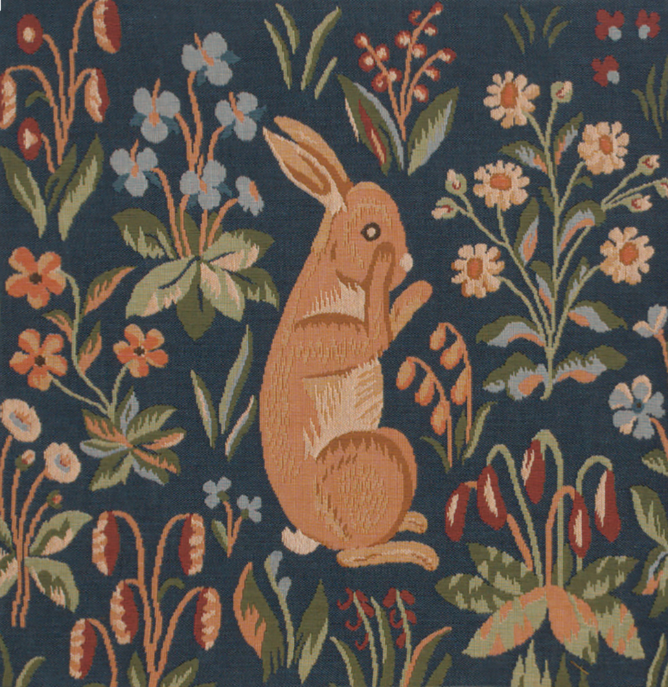 William Morris Rabbit Standing Tapestry Pillow Cover 14x14 Inch Cotton Jacquard Woven Cushion Cover