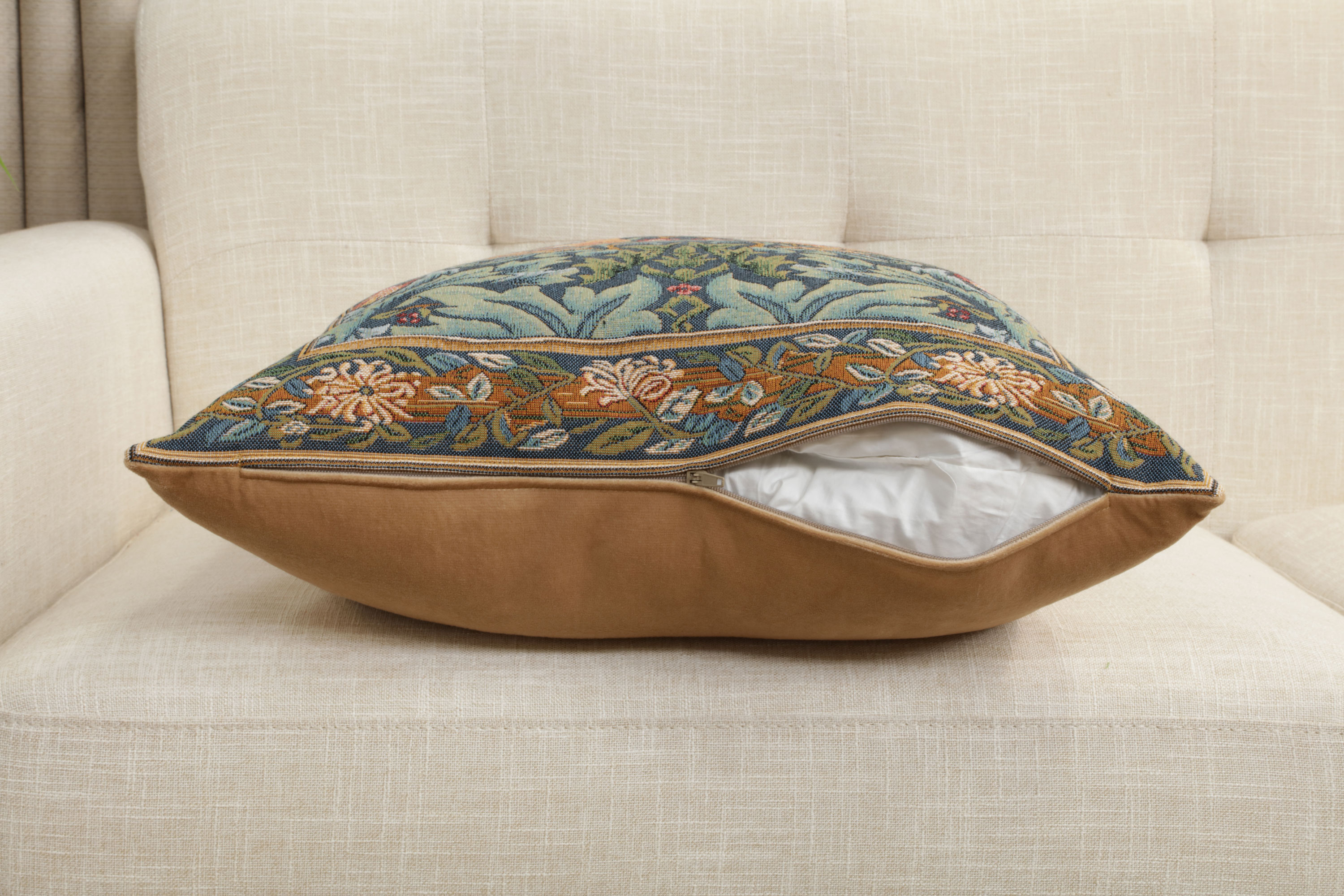 Brother Bird Left Medieval Tapestry Pillow Cover 19x19 inch European Cotton Jacquard Woven Cushion Cover