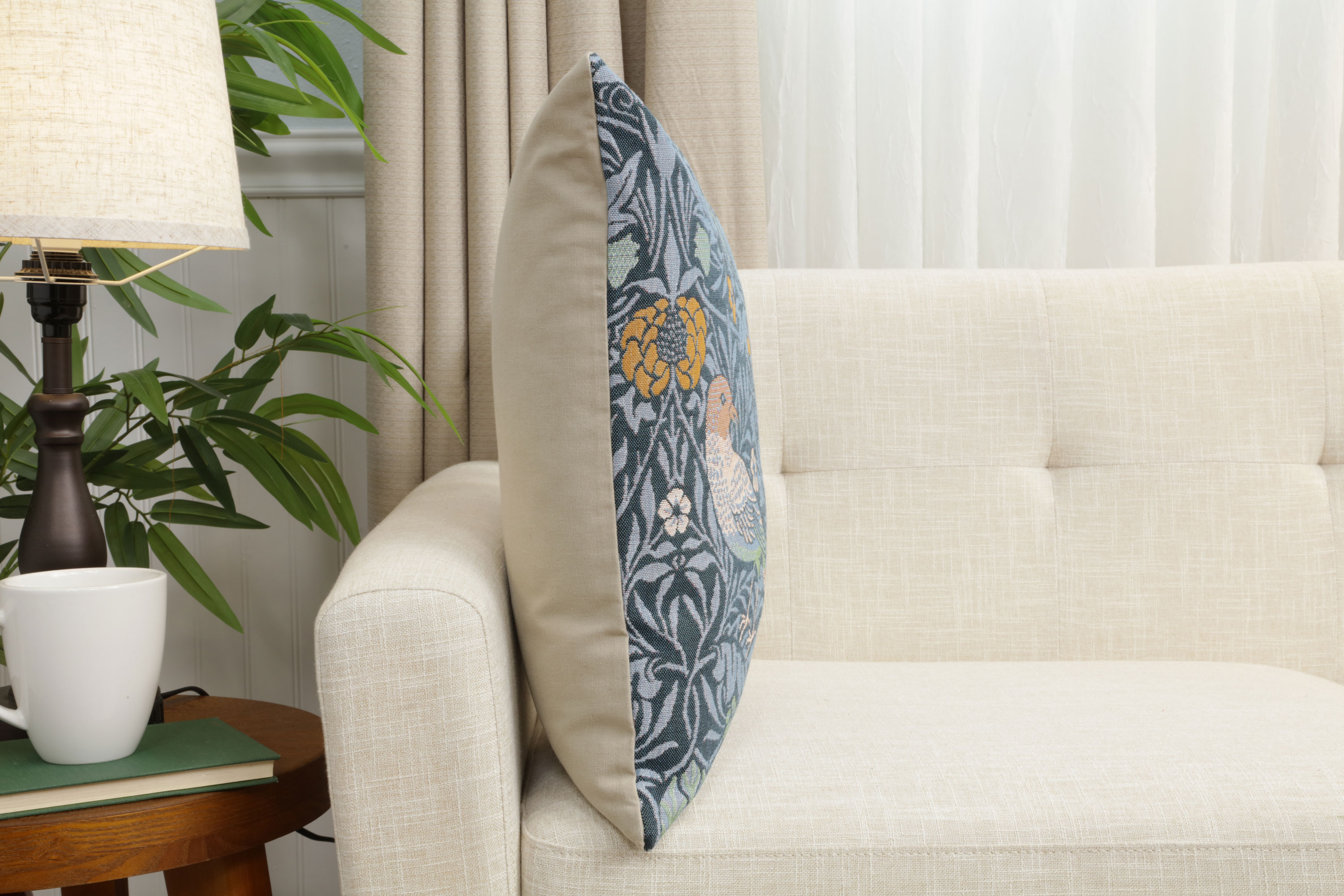 Bird Couple Medieval Tapestry Pillow Cover 19x19 inch European Cotton Jacquard Woven Cushion Cover
