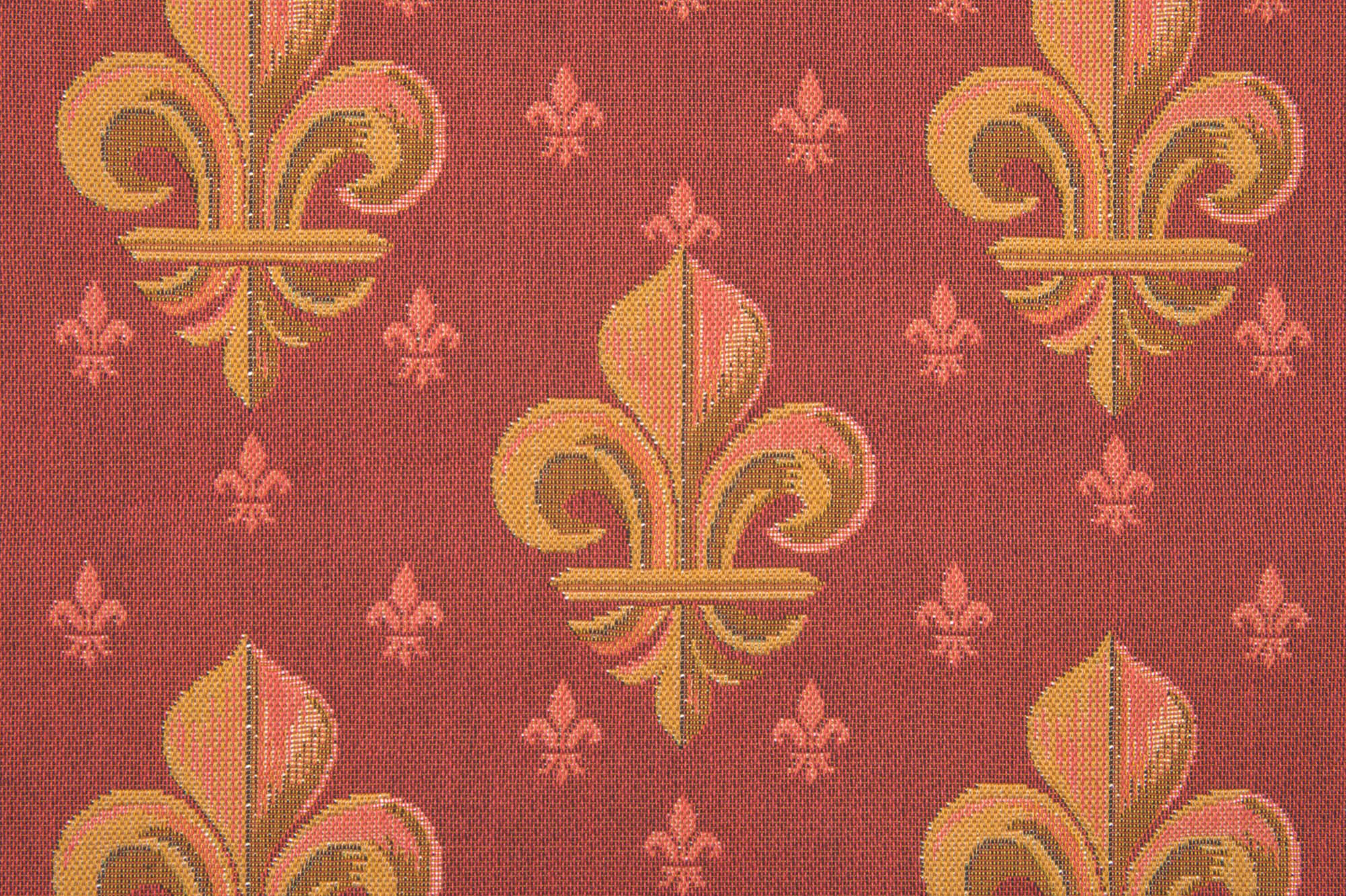 Lys Flower in Red French Tapestry Pillow Cover 19x19 Inch Cotton Jacquard Woven Cushion Cover