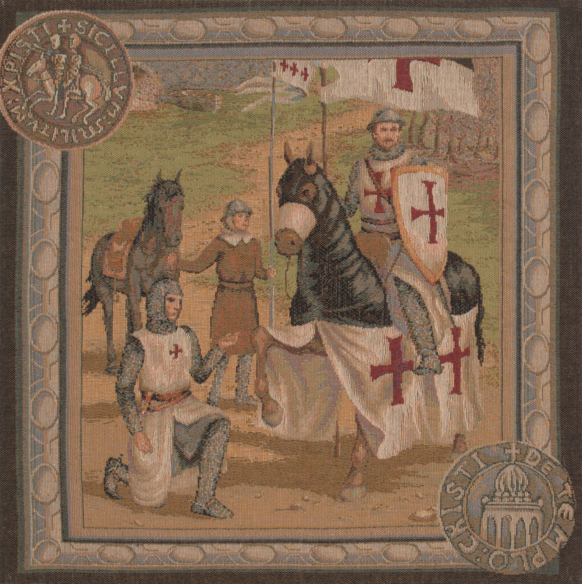 Templar's French Tapestry Pillow Cover 19x19 Inch Cotton Jacquard Woven Cushion Cover