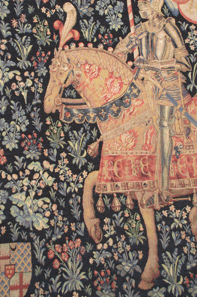 Vintage Le Chevalier I Tapestry Wall Hanging 58 x 58 in Jacquard Woven Medieval Knight Wall Art
