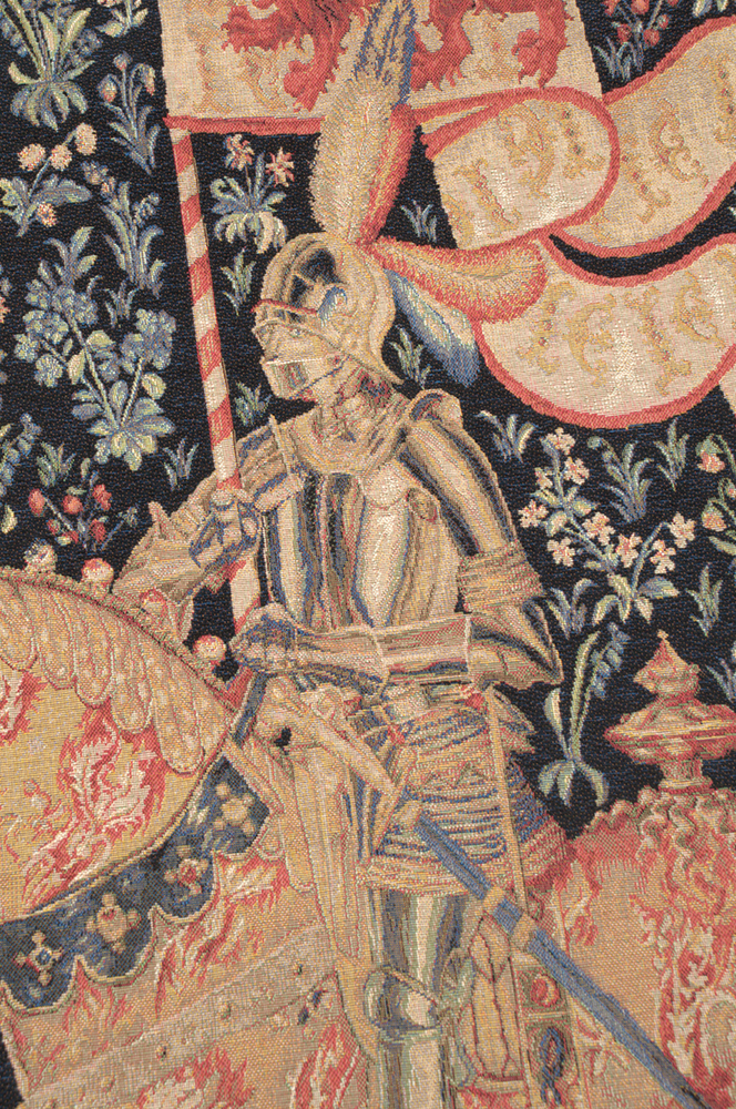 Vintage Le Chevalier I Tapestry Wall Hanging 58 x 58 in Jacquard Woven Medieval Knight Wall Art
