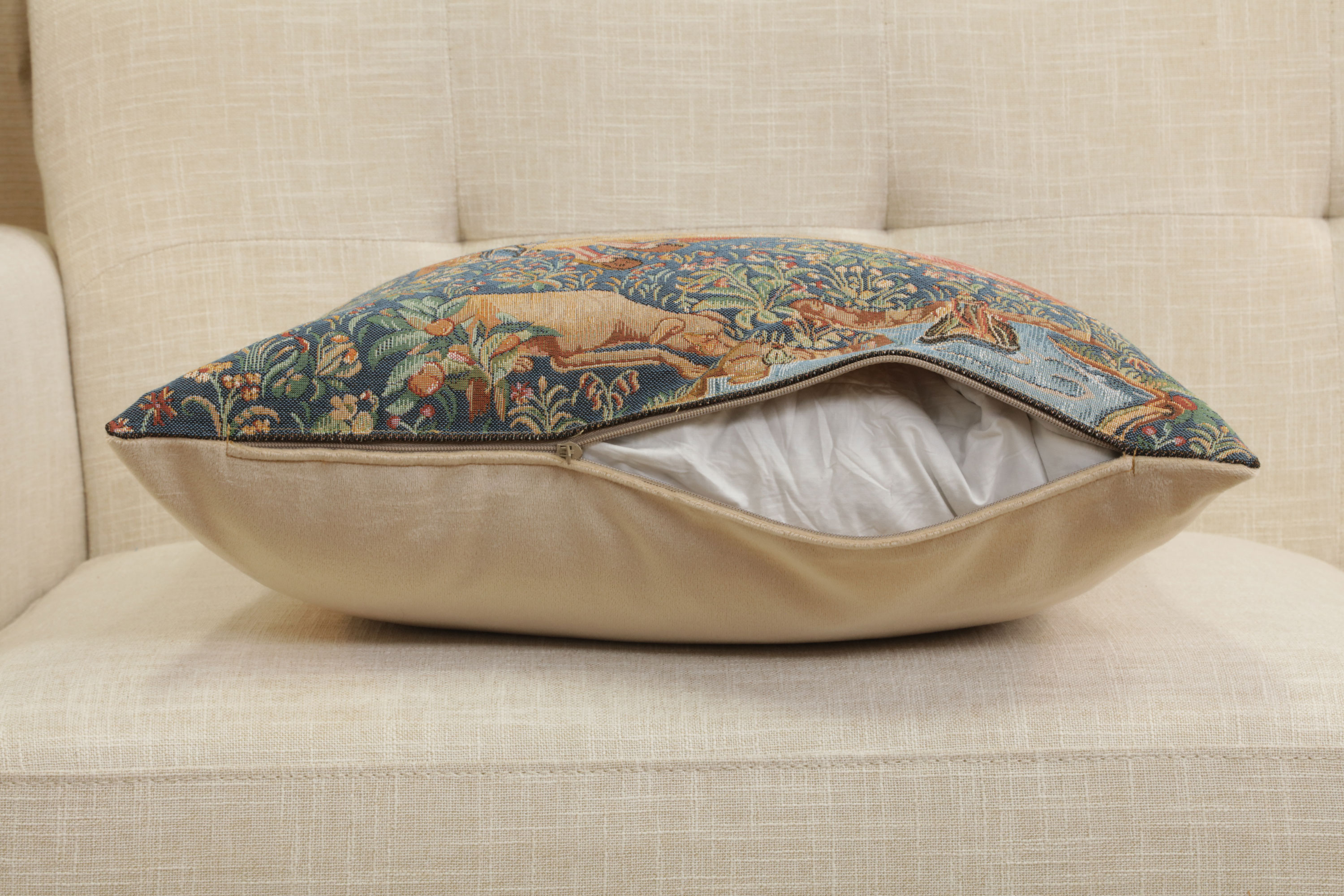 Medieval The Feast I Tapestry Pillow Cover 19x19 Inch Cotton Jacquard Woven Cushion Cover