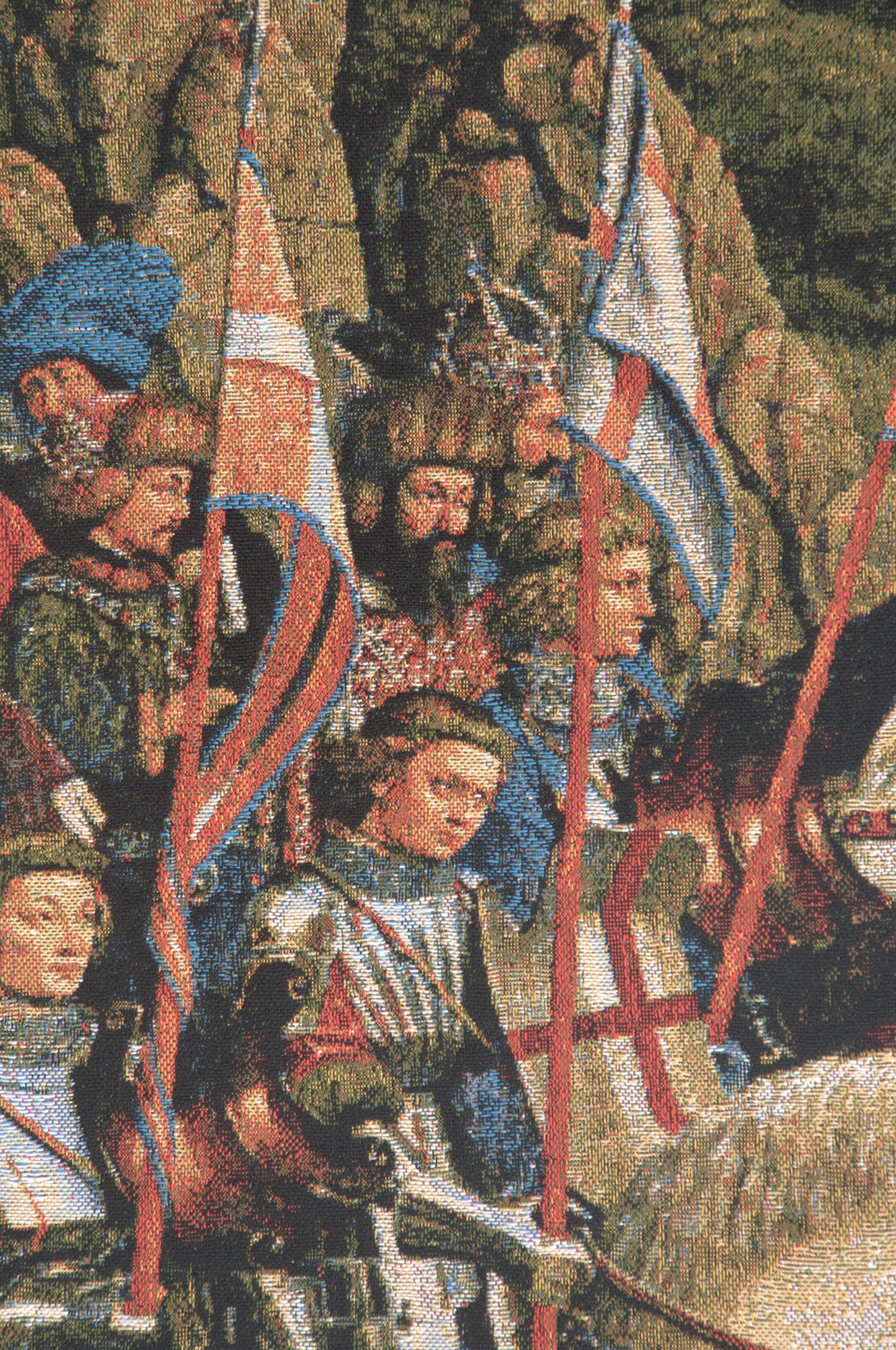 Jan van Eyck Knights Of Christ Medieval Tapestry Wall Hanging 32 x 14 in Ghent Altarpiece Christian Knights Jacquard Woven Wall Art