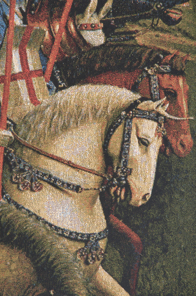 Jan van Eyck Knights of Christ I Medieval Tapestry Wall Hanging 57 x 24 in Ghent Altarpiece Christian Knights Jacquard Woven Wall Art
