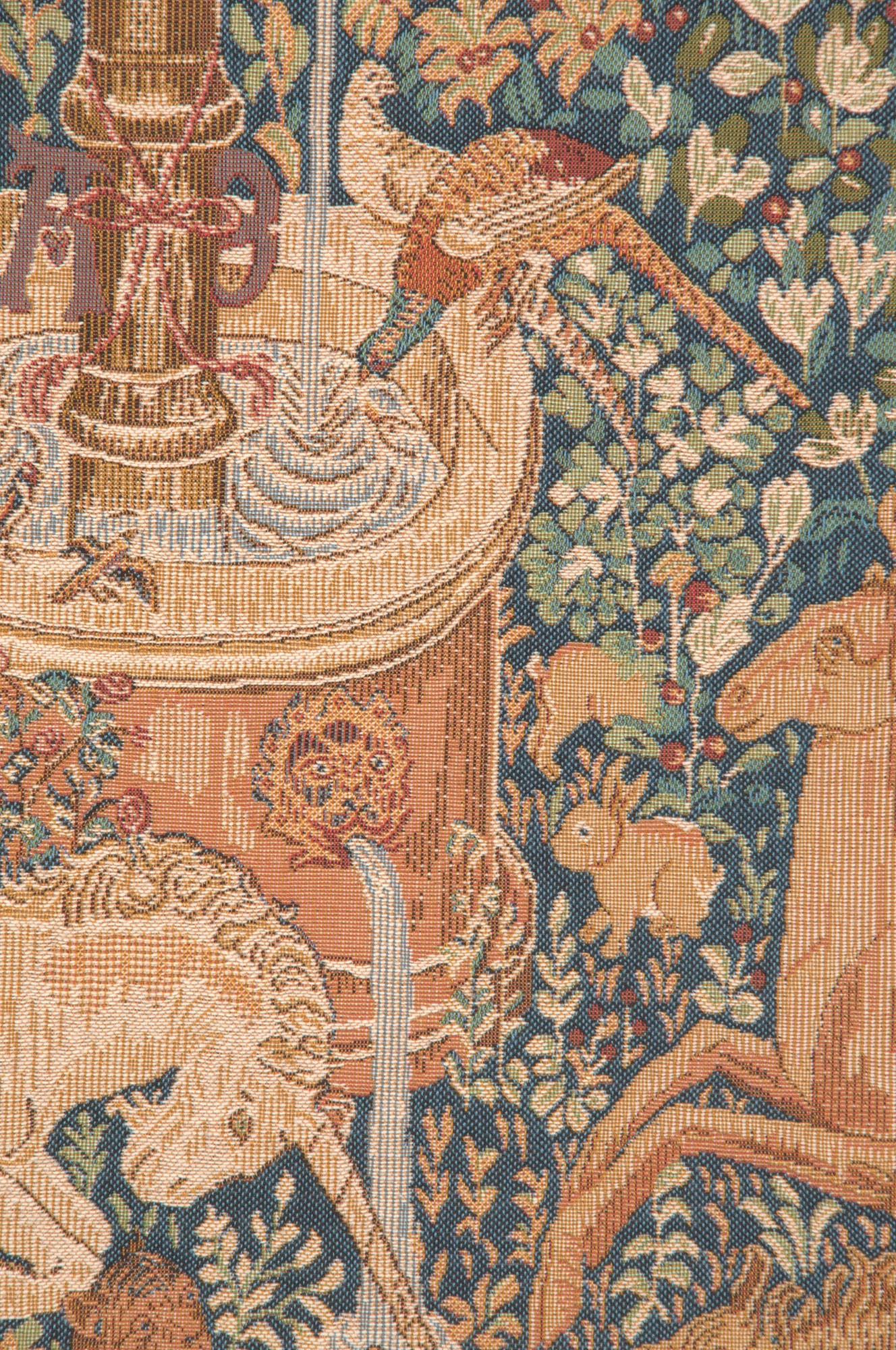 Medieval La Licorne a la Fontaine Tapestry Pillow Cover 19x19 Inch Cotton Jacquard Woven Cushion Cover