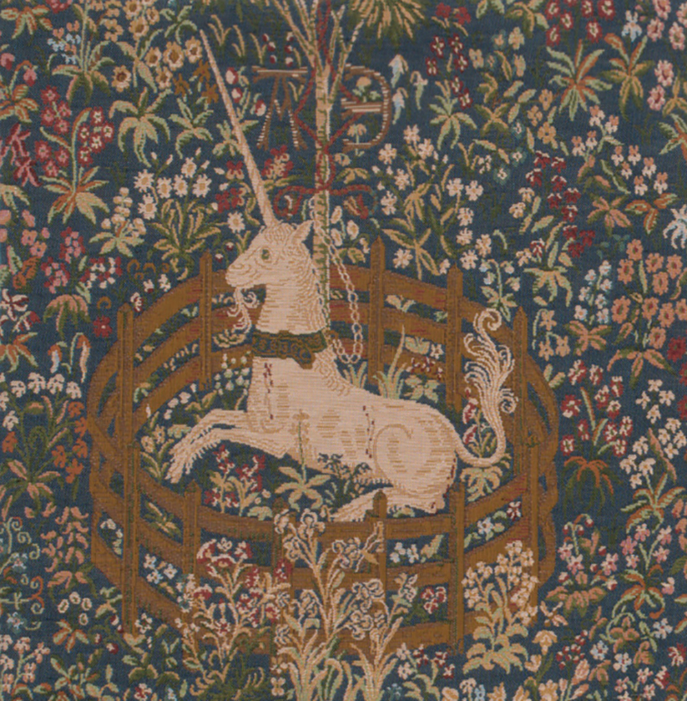 Medieval La Licorne Captive I Tapestry Pillow Cover 19x19 Inch Cotton Jacquard Woven Cushion Cover