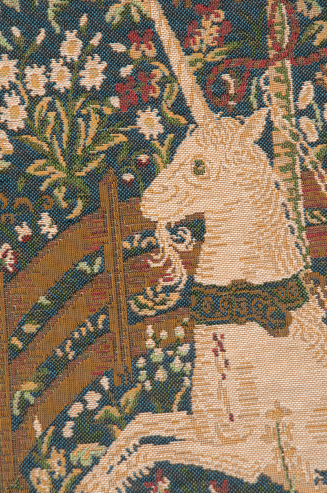 Medieval La Licorne Captive I Tapestry Pillow Cover 19x19 Inch Cotton Jacquard Woven Cushion Cover